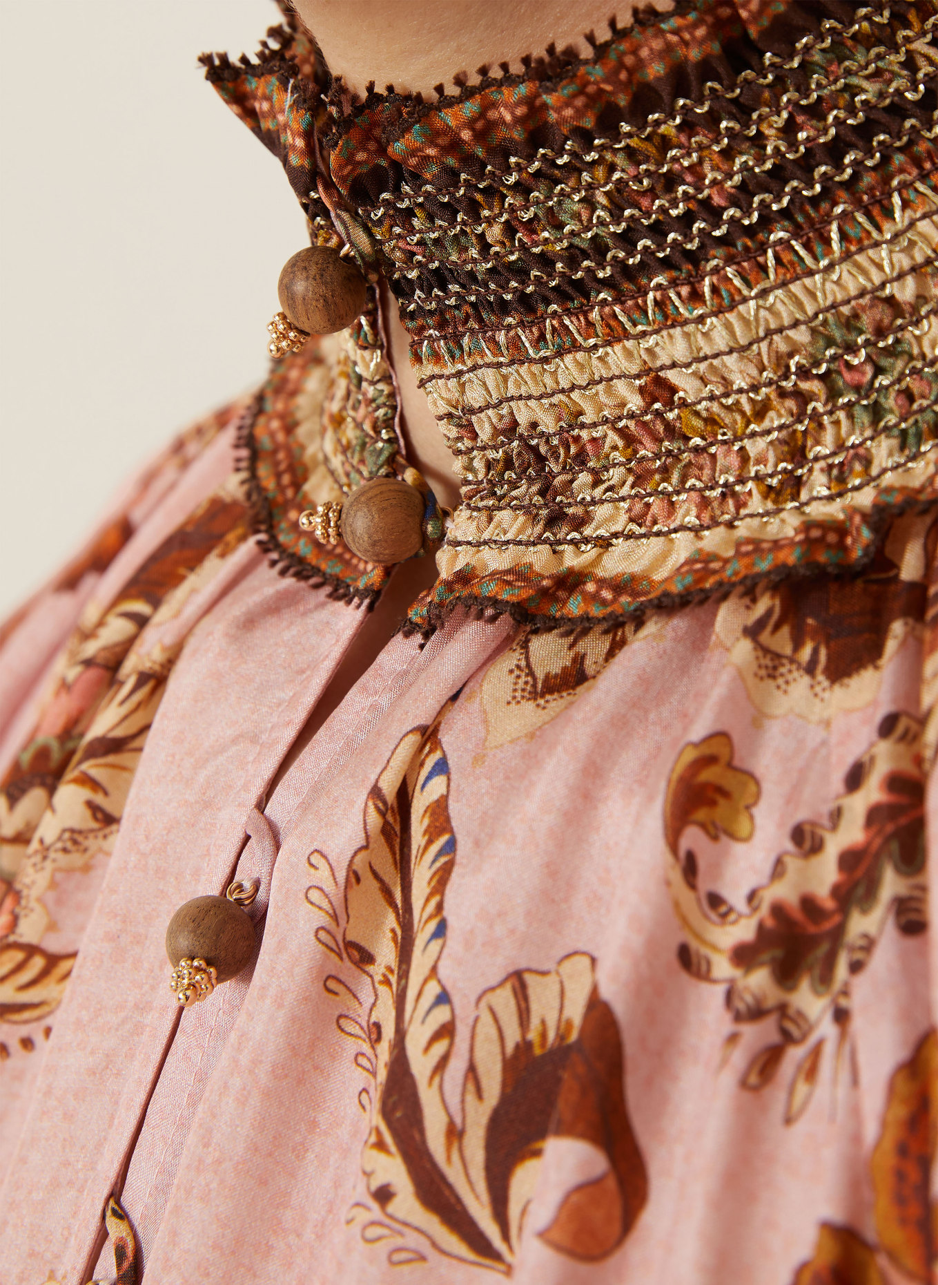 ZIMMERMANN ASTER Silk Dress: PINK / BROWN / BEIGE