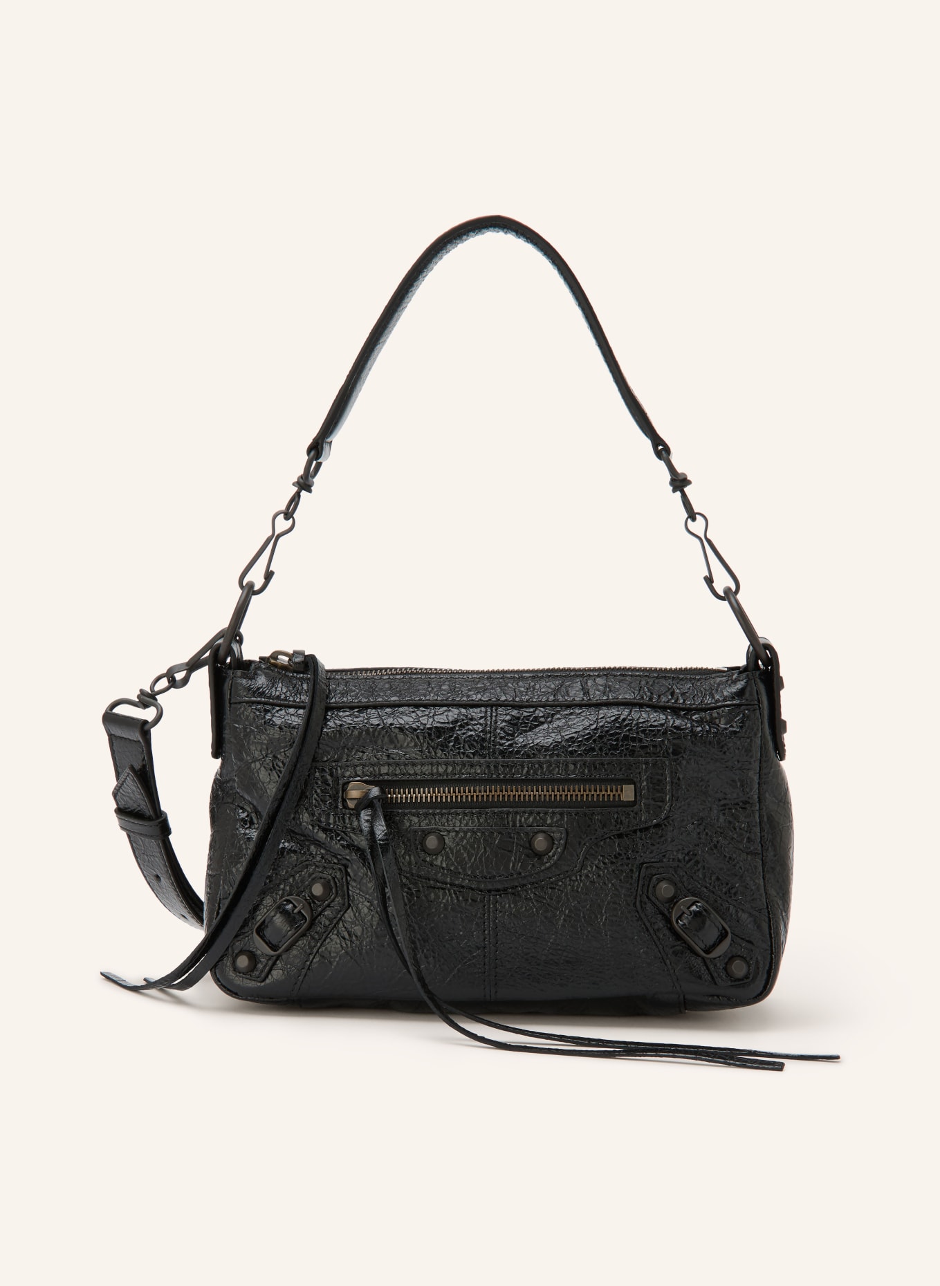 BALENCIAGA Handtasche LE CITY MOTO MINI mit Nieten: SCHWARZ