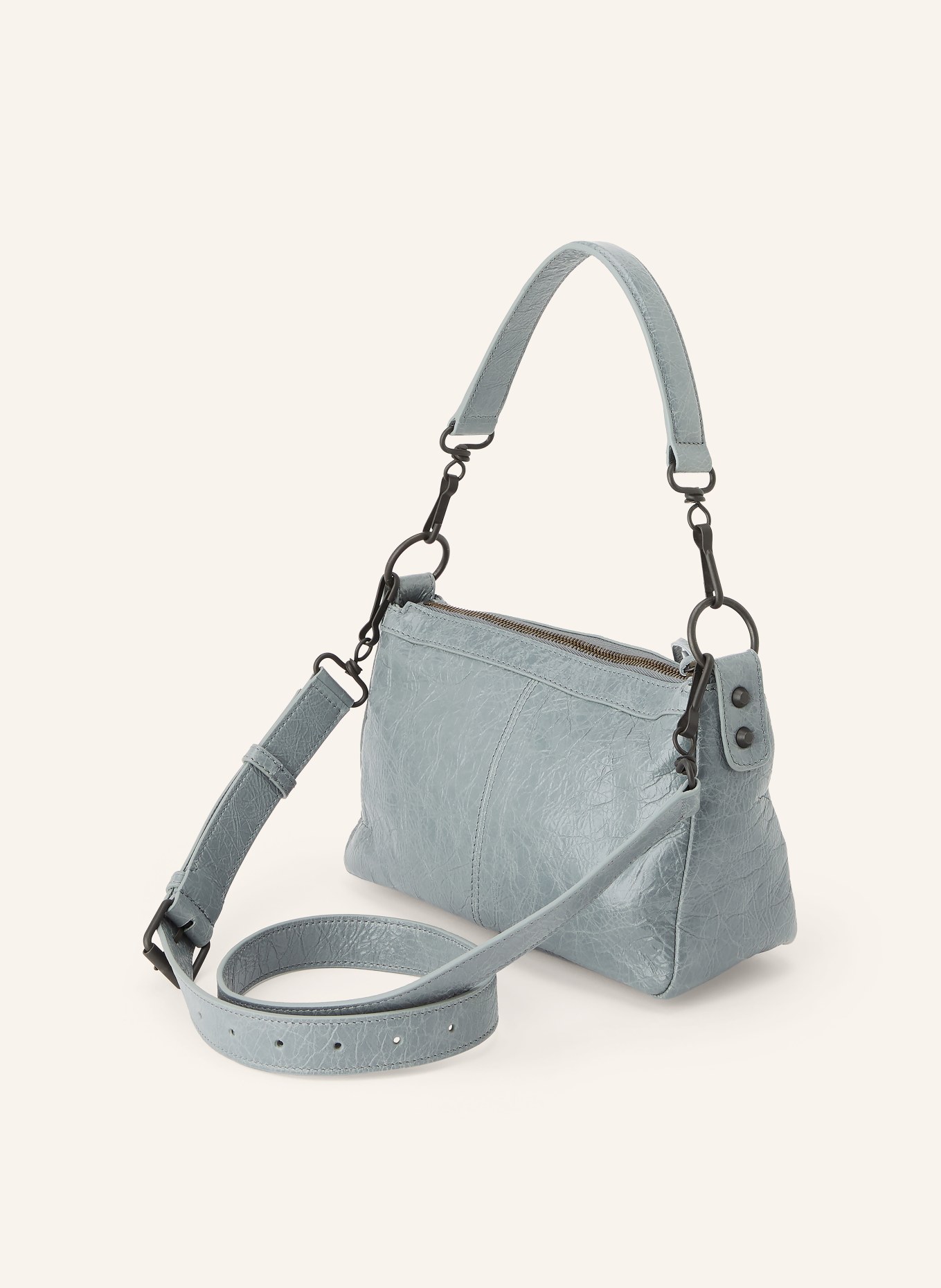 BALENCIAGA Sac à main LE CITY MOTO MINI avec rivets: GRIS / PLATINE / OR
