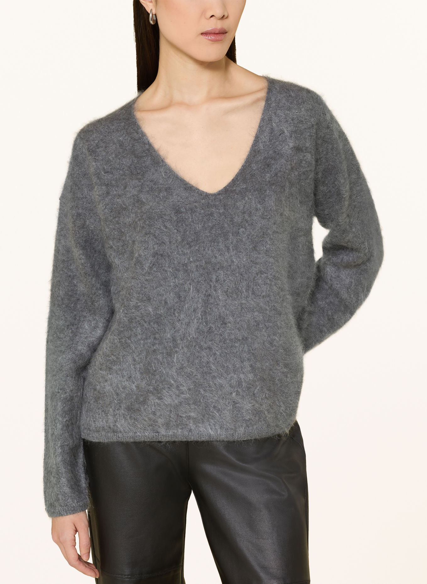 darling harbour Cashmere Sweater: DARK GREY MELANGE