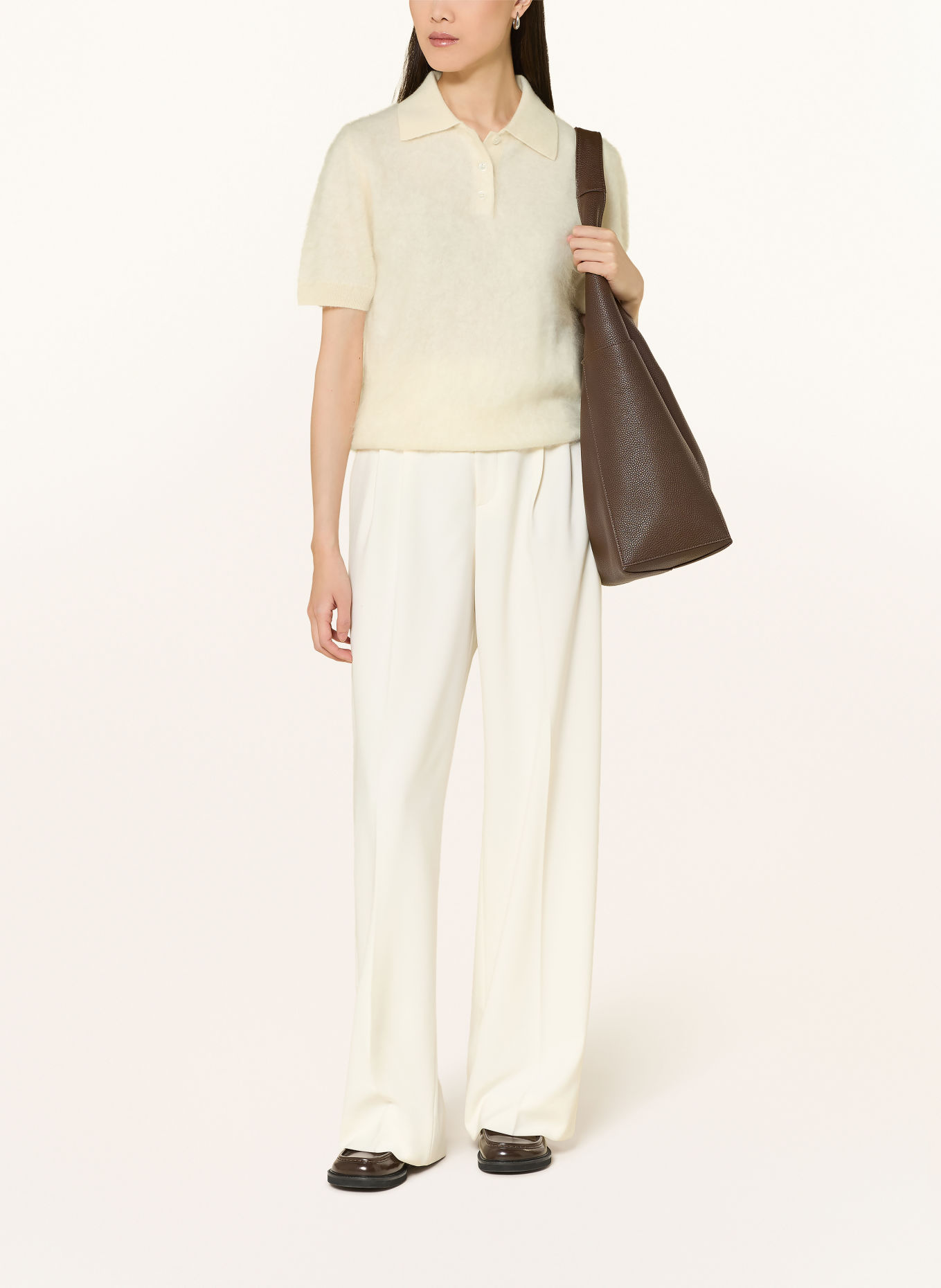 darling harbour Gebreid poloshirt van kasjmier: CREME