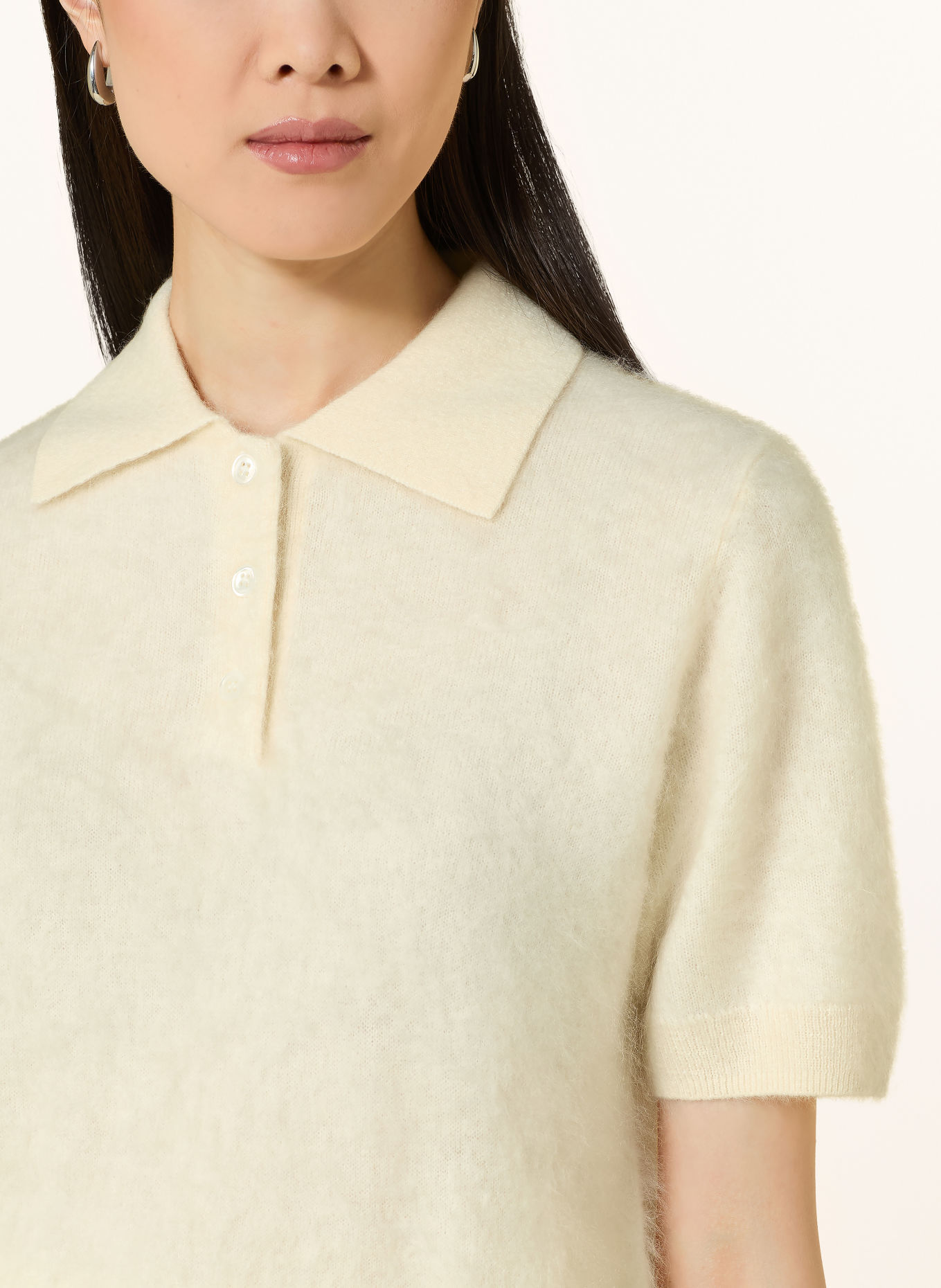 darling harbour Gebreid poloshirt van kasjmier: CREME