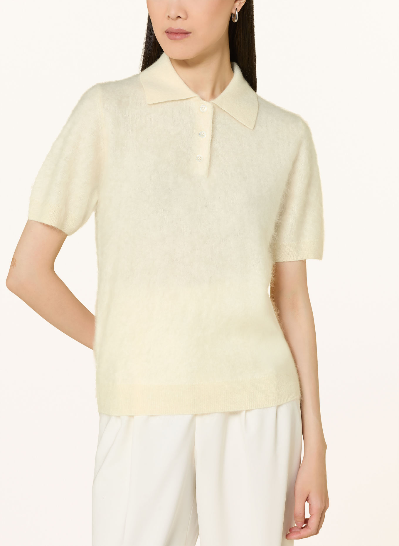 darling harbour Gebreid poloshirt van kasjmier: CREME