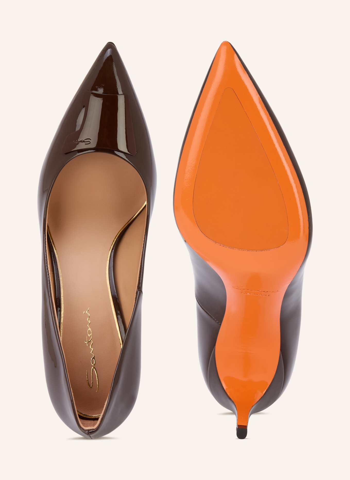 Santoni Lack-Pumps SIBI: DUNKELBRAUN