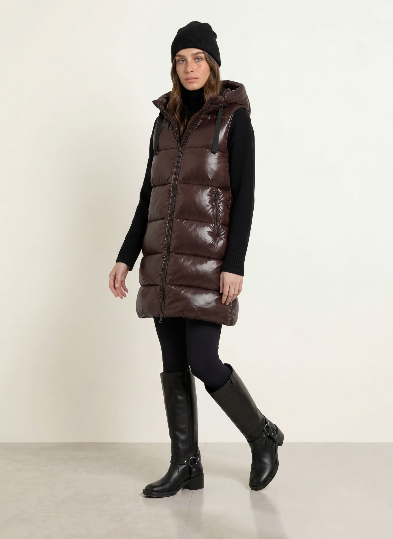 SAVE THE DUCK IRIA Quilted Vest: DARK BROWN
