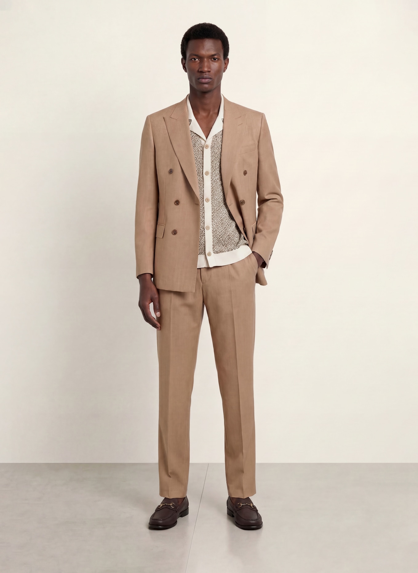 BOSS Strickhemd LOMARE Regular Fit: CREME / BEIGE / SCHWARZ