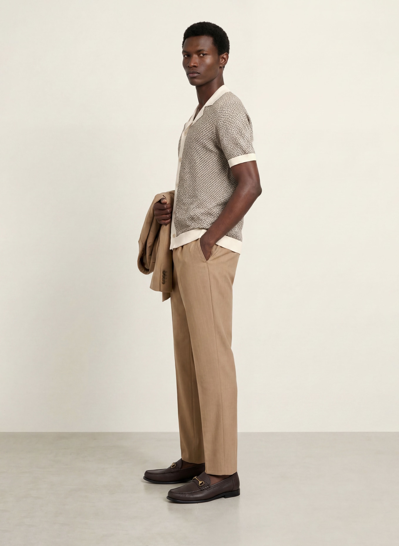 BOSS Strickhemd LOMARE Regular Fit: CREME / BEIGE / SCHWARZ