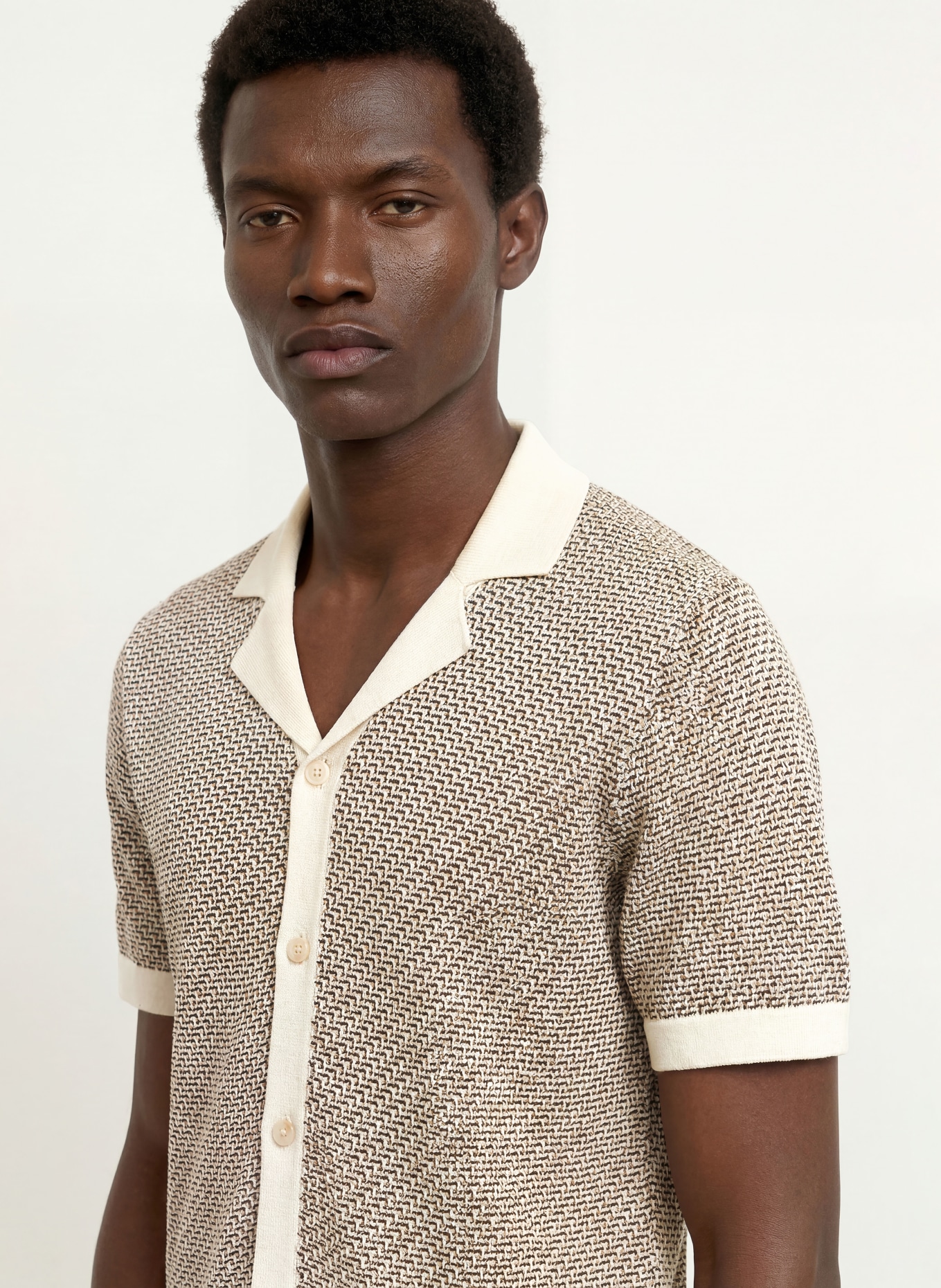 BOSS Strickhemd LOMARE Regular Fit: CREME / BEIGE / SCHWARZ