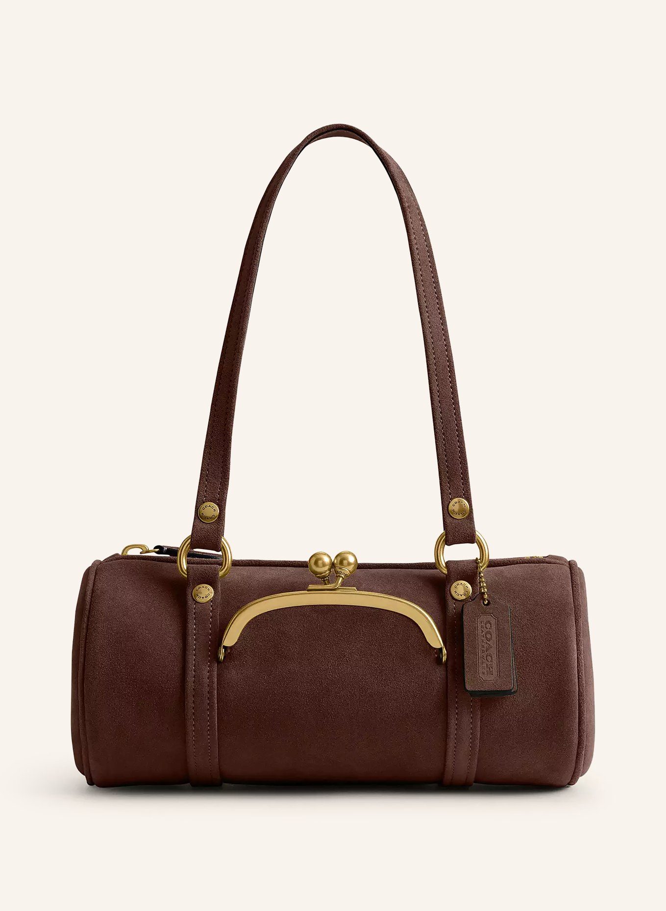 COACH KISSLOCK 28 Shoulder Bag: DARK BROWN / GOLD