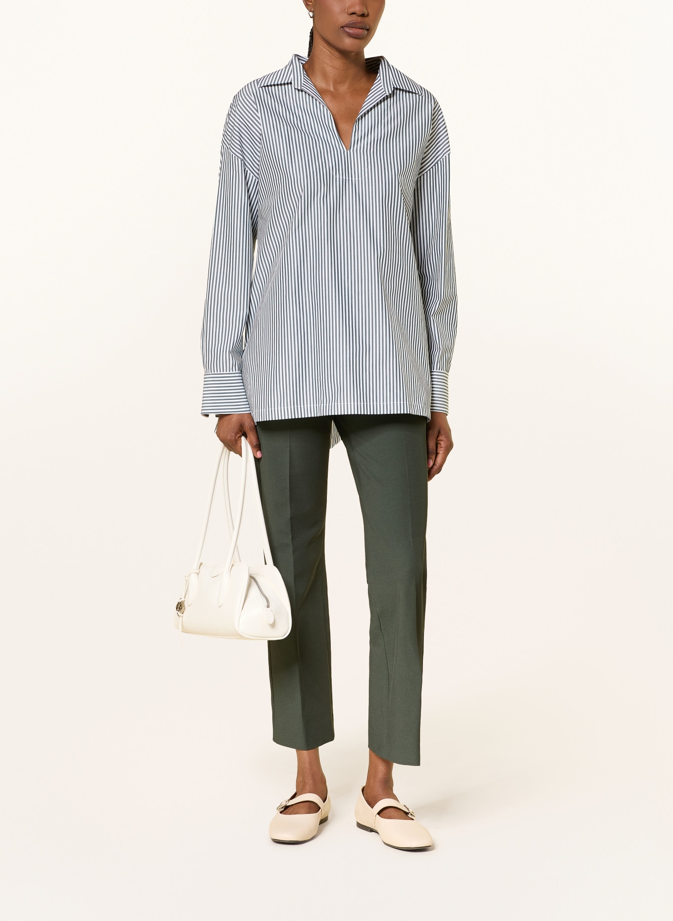 S Max Mara Blouse CRISTEL: DONKERGROEN / WIT