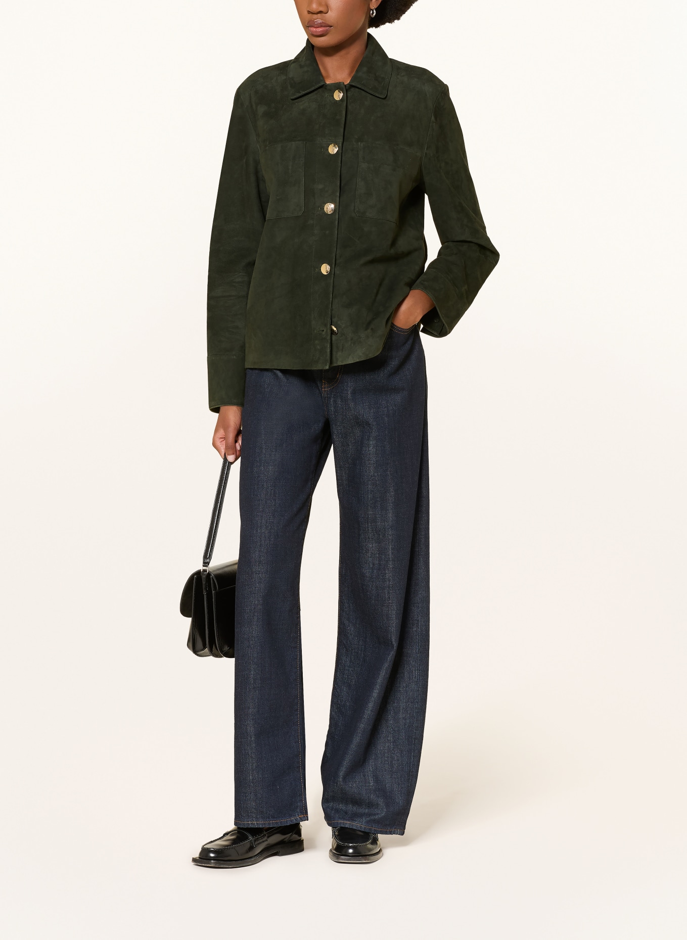 S Max Mara Lederjacke ABISSO: DUNKELGRÜN