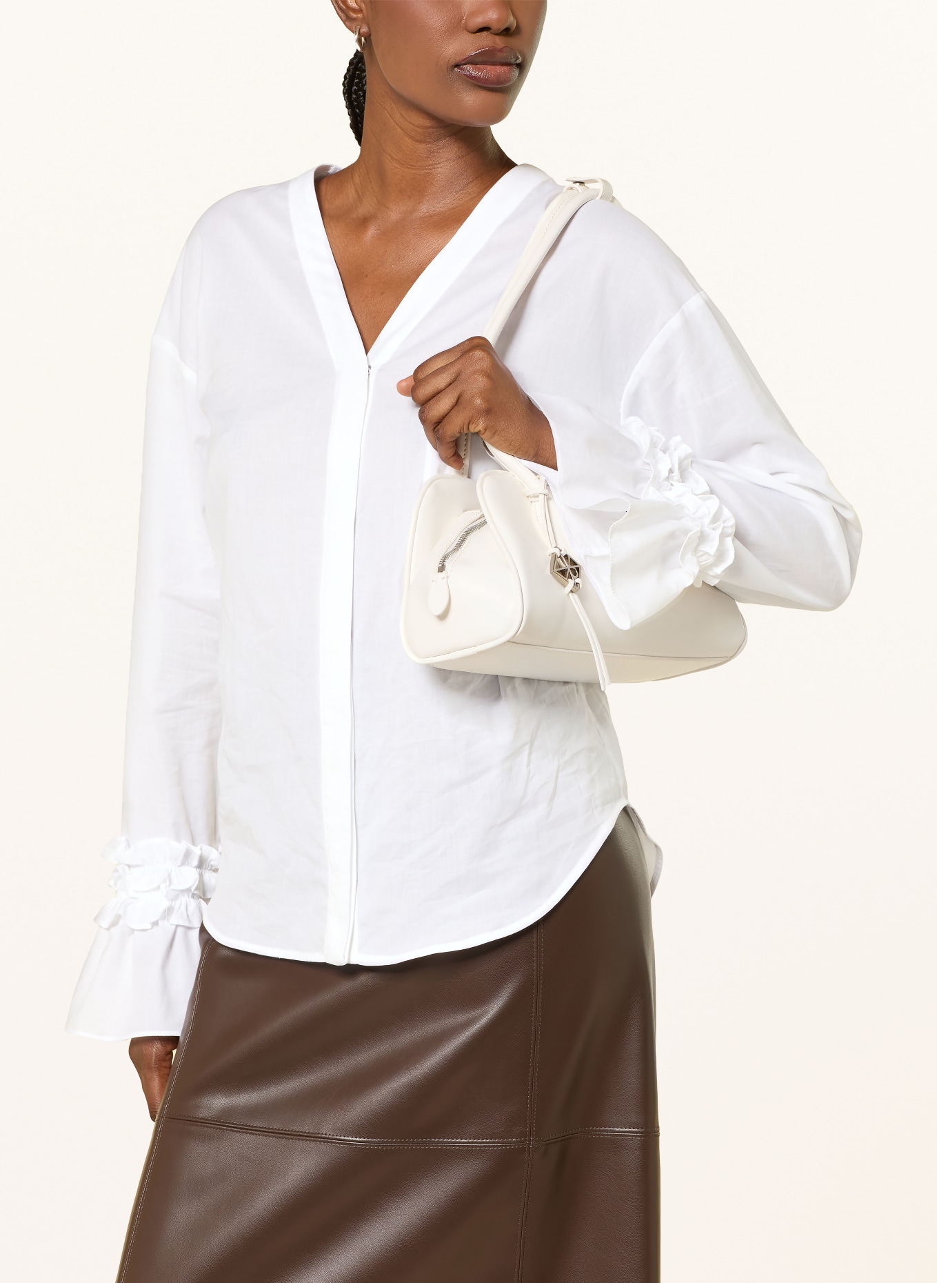 S Max Mara Blouse ASTRO à volants: BLANC