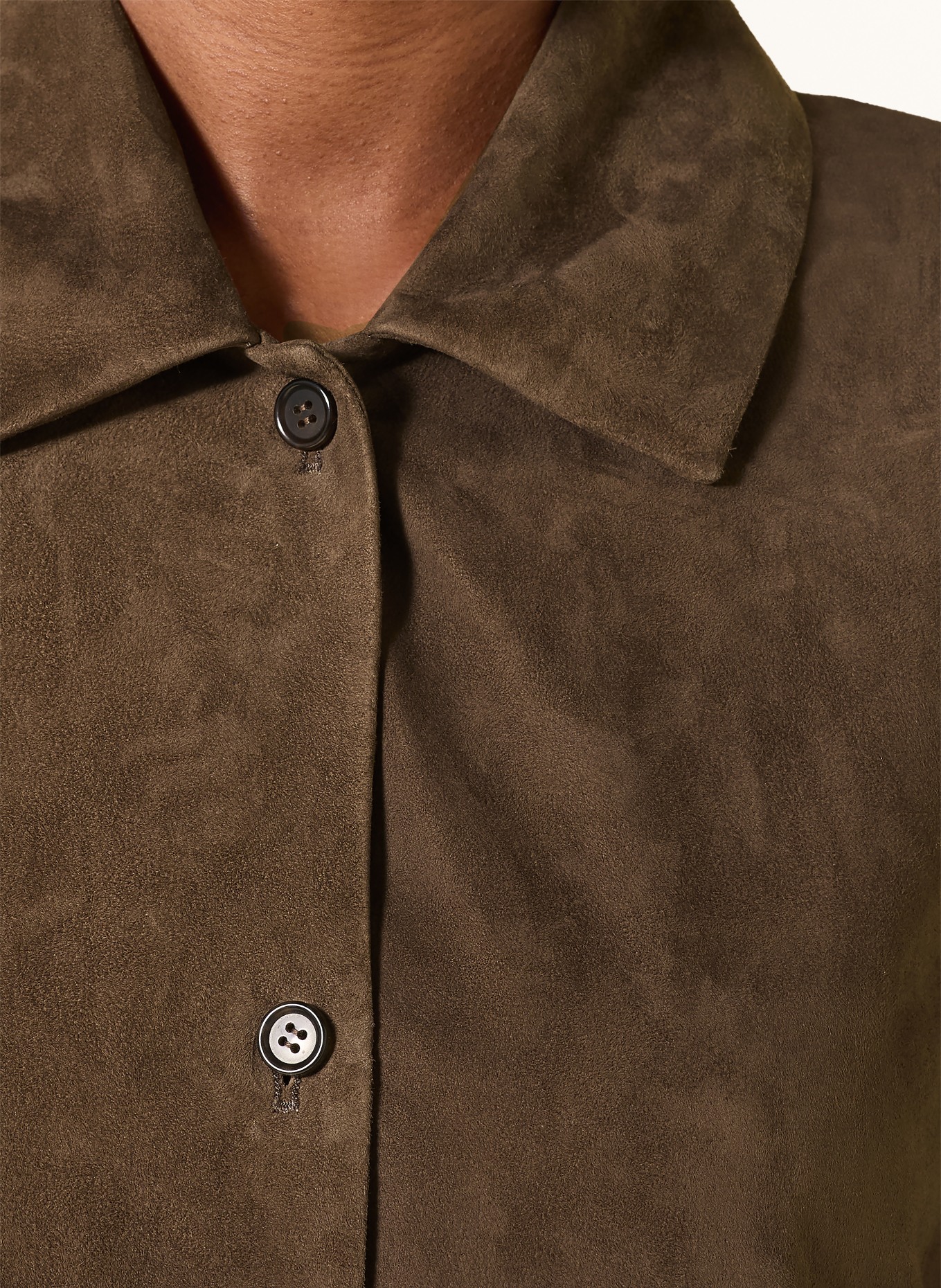 S Max Mara Leder-Overshirt GOCCE: BRAUN