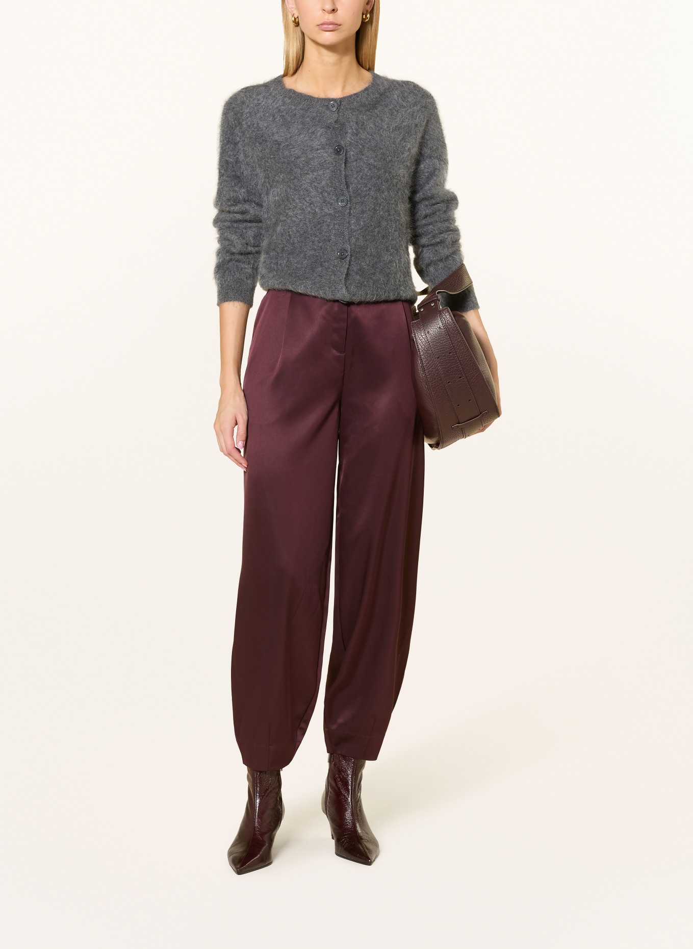 darling harbour satin pants: deep merlot