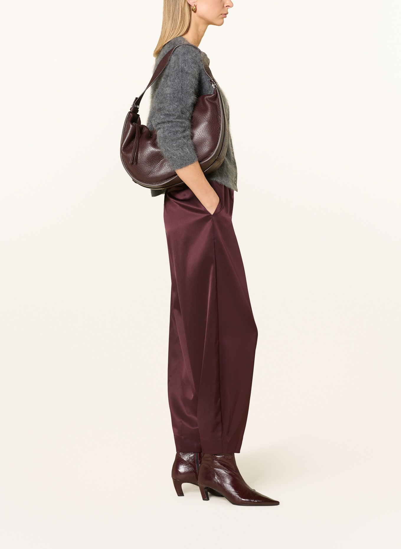 darling harbour satin pants: deep merlot