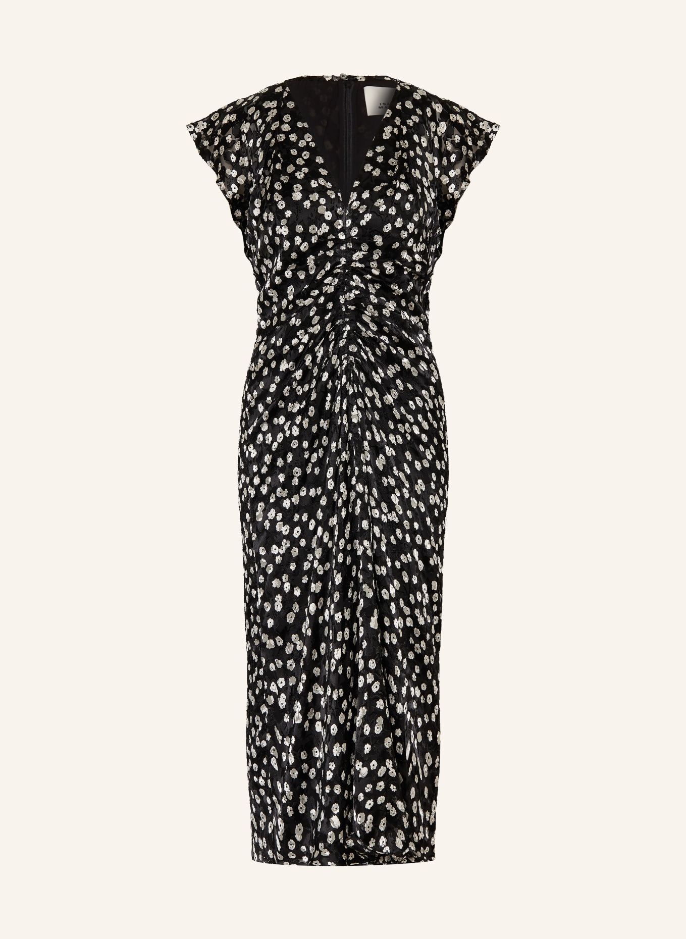 ISABEL MARANT Kleid LYNDSAY mit Seide und Volants: SCHWARZ / WEISS