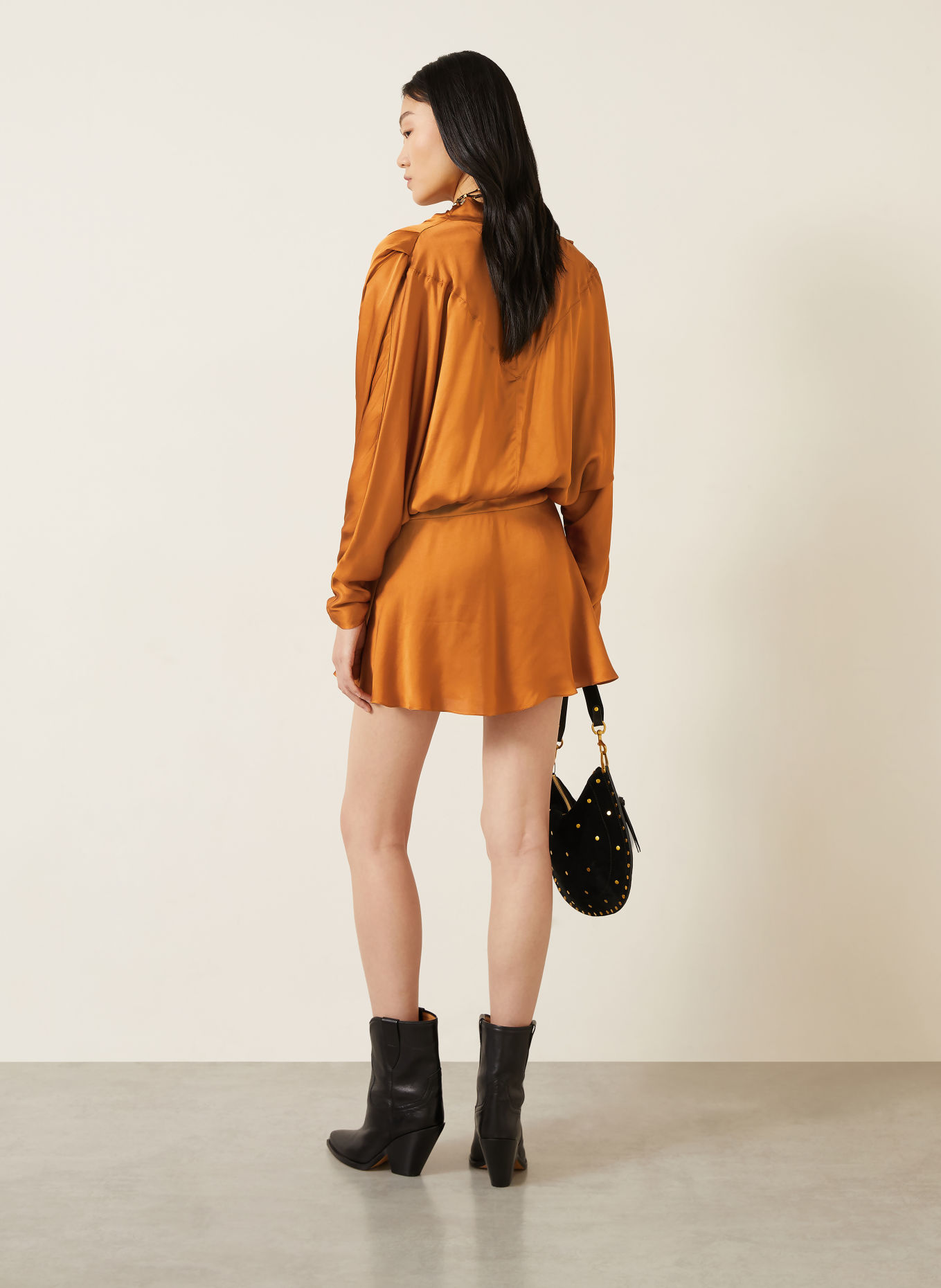 ISABEL MARANT Satin-kjole NELINE: COGNAC