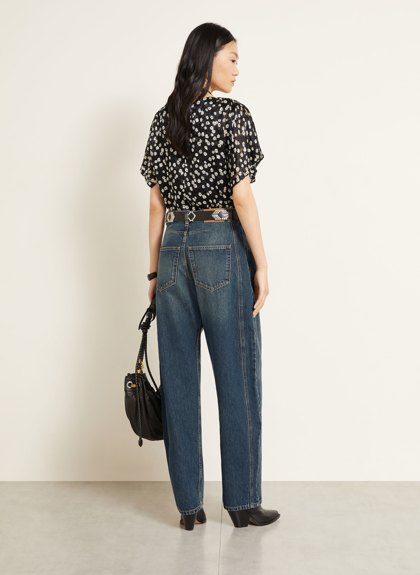 ISABEL MARANT Blusenshirt HERVANE mit Seide: SCHWARZ / WEISS