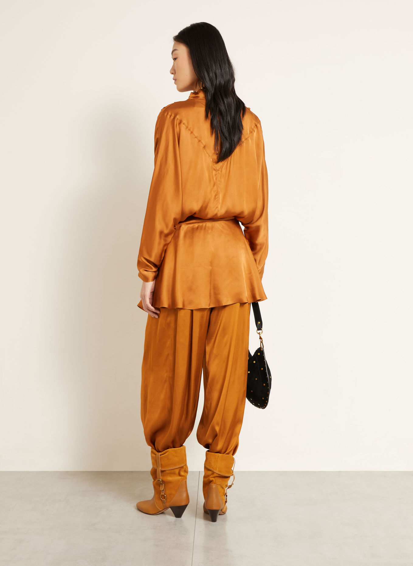 ISABEL MARANT 7/8-bukser NOLIA i satin: COGNAC