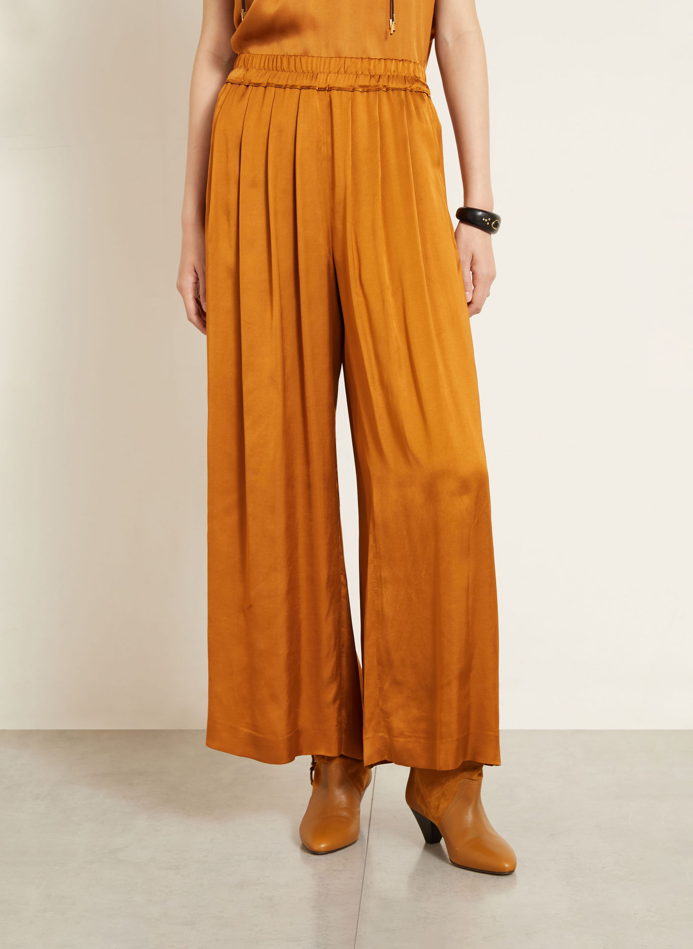 ISABEL MARANT 7/8-bukser NOLIA i satin: COGNAC