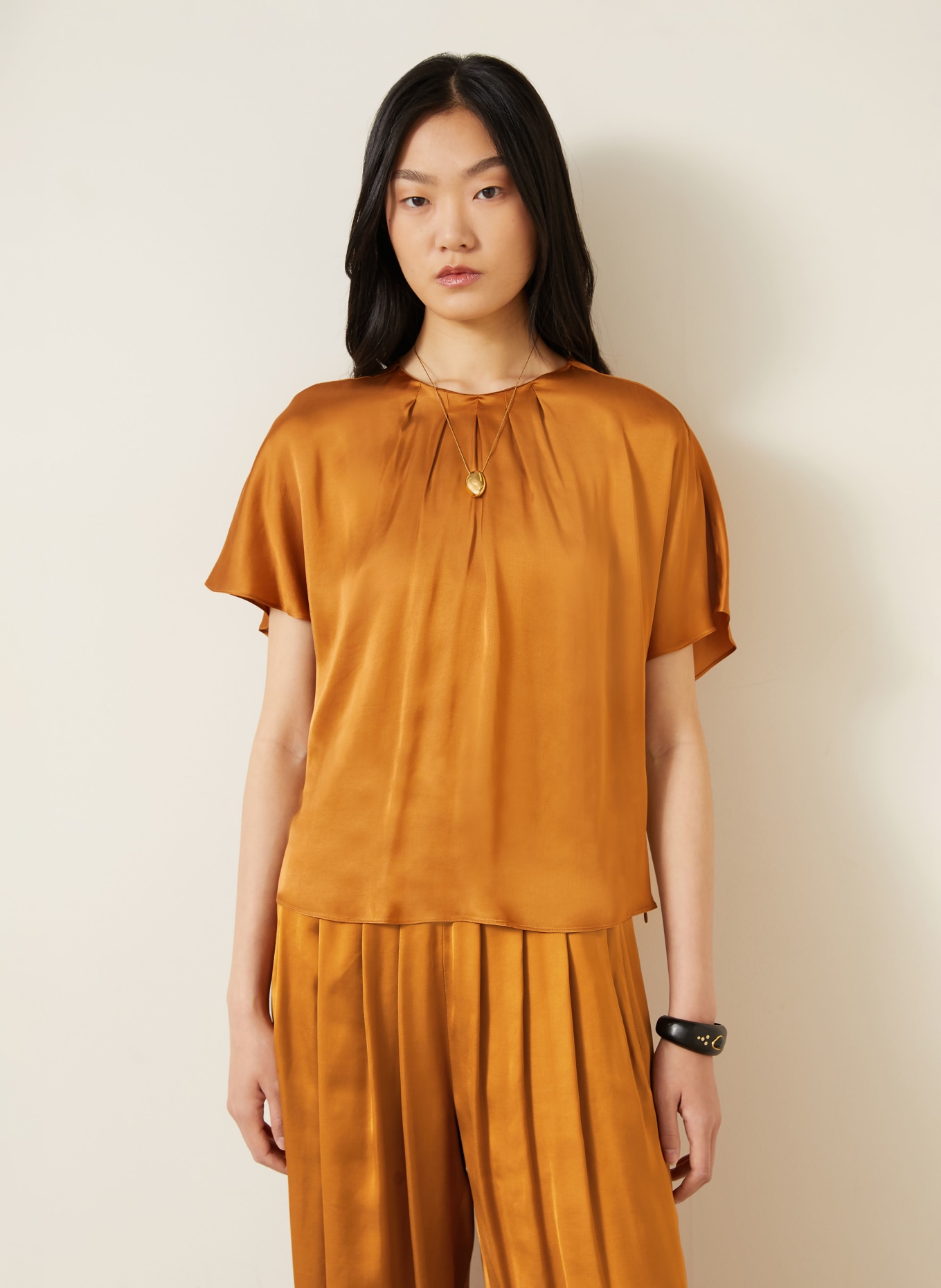 ISABEL MARANT Satinshirt SAKINE: COGNAC