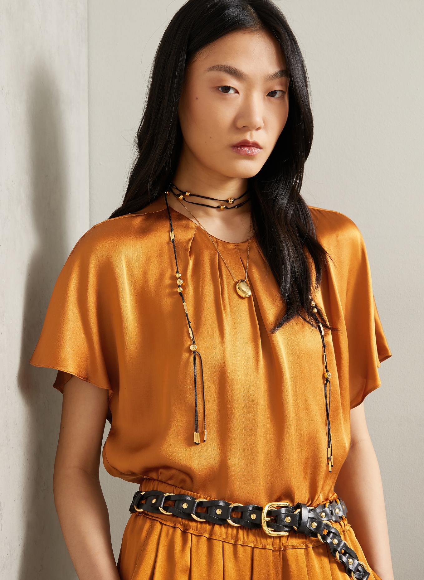 ISABEL MARANT Satinshirt SAKINE: COGNAC