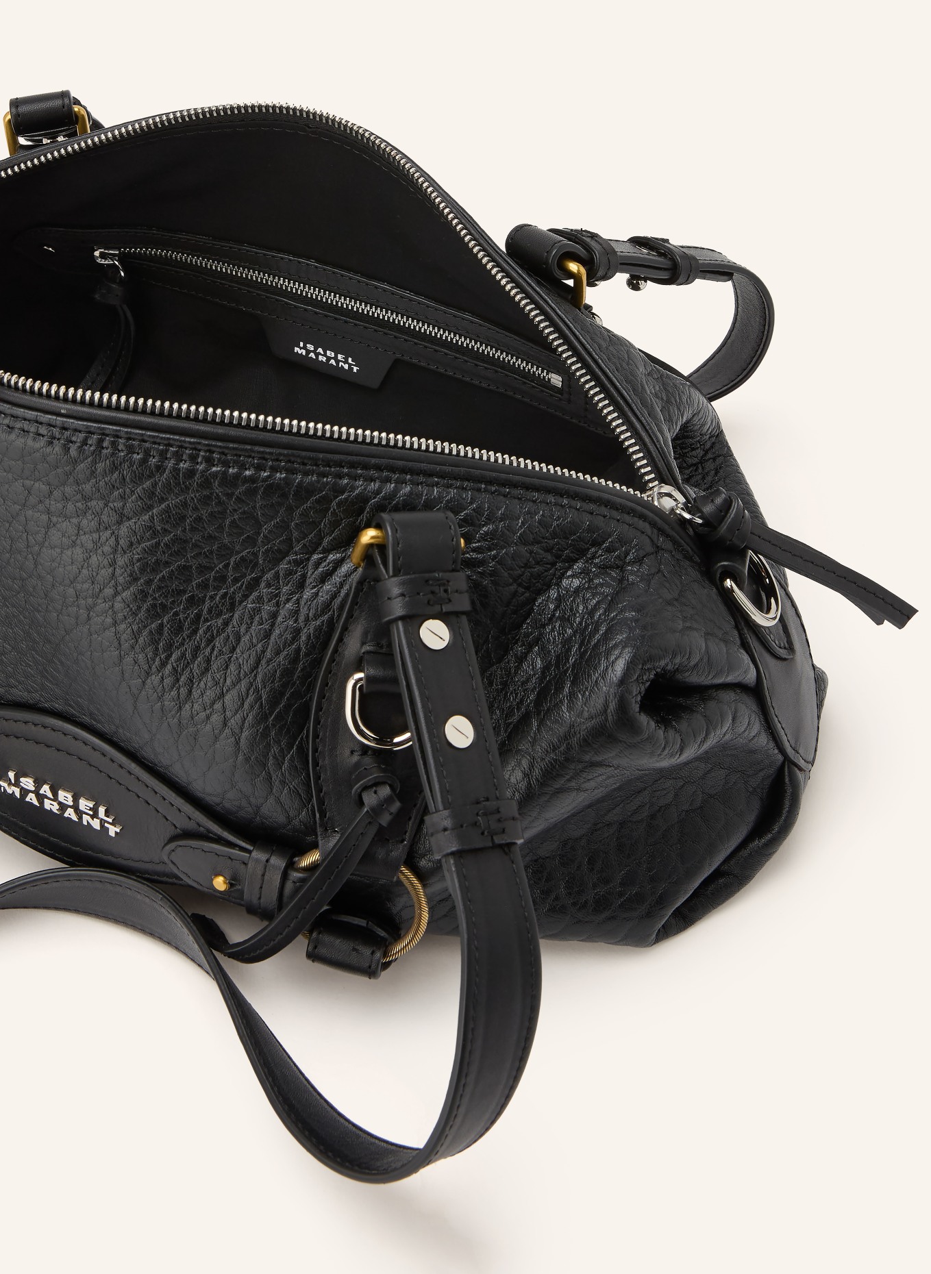 ISABEL MARANT Sac épaule TILPA MINI: NOIR / ARGENT / OR