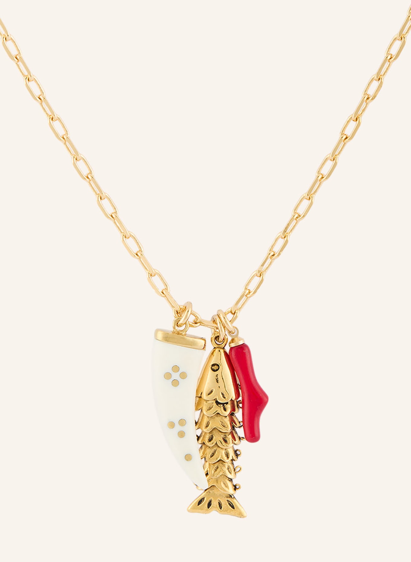 ISABEL MARANT Łańcuszek LONG NECKLACE: ZŁOTY / CIEMNOCZERWONY / BIAŁY