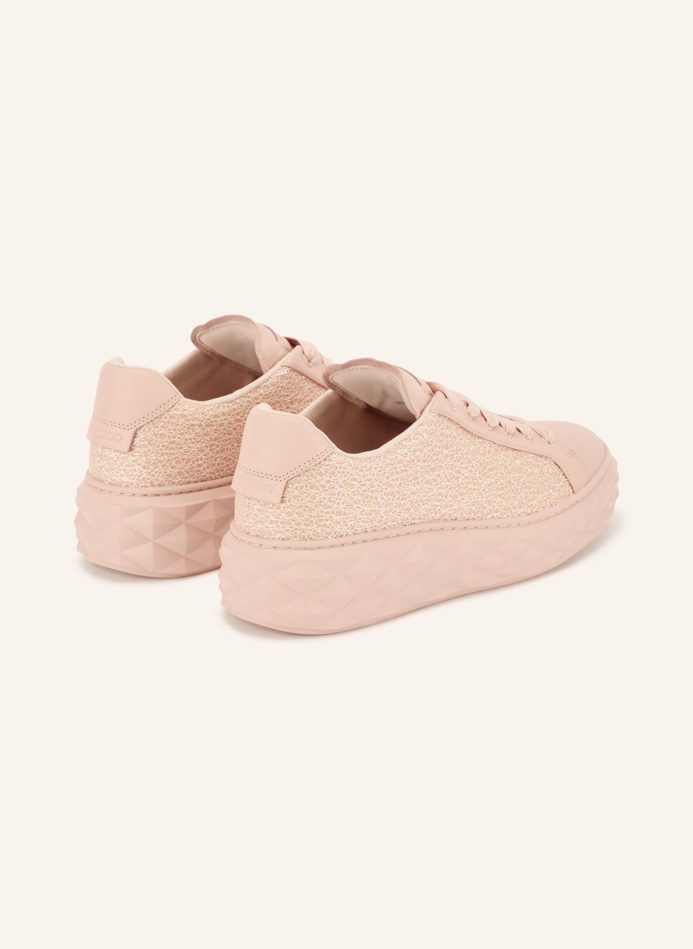 JIMMY CHOO Sneakers DIAMOND LIGHT MAXI med glittertråd: ROSÉ