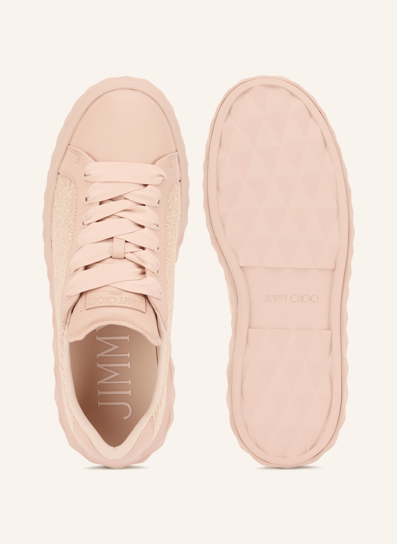 JIMMY CHOO Sneakers DIAMOND LIGHT MAXI med glittertråd: ROSÉ