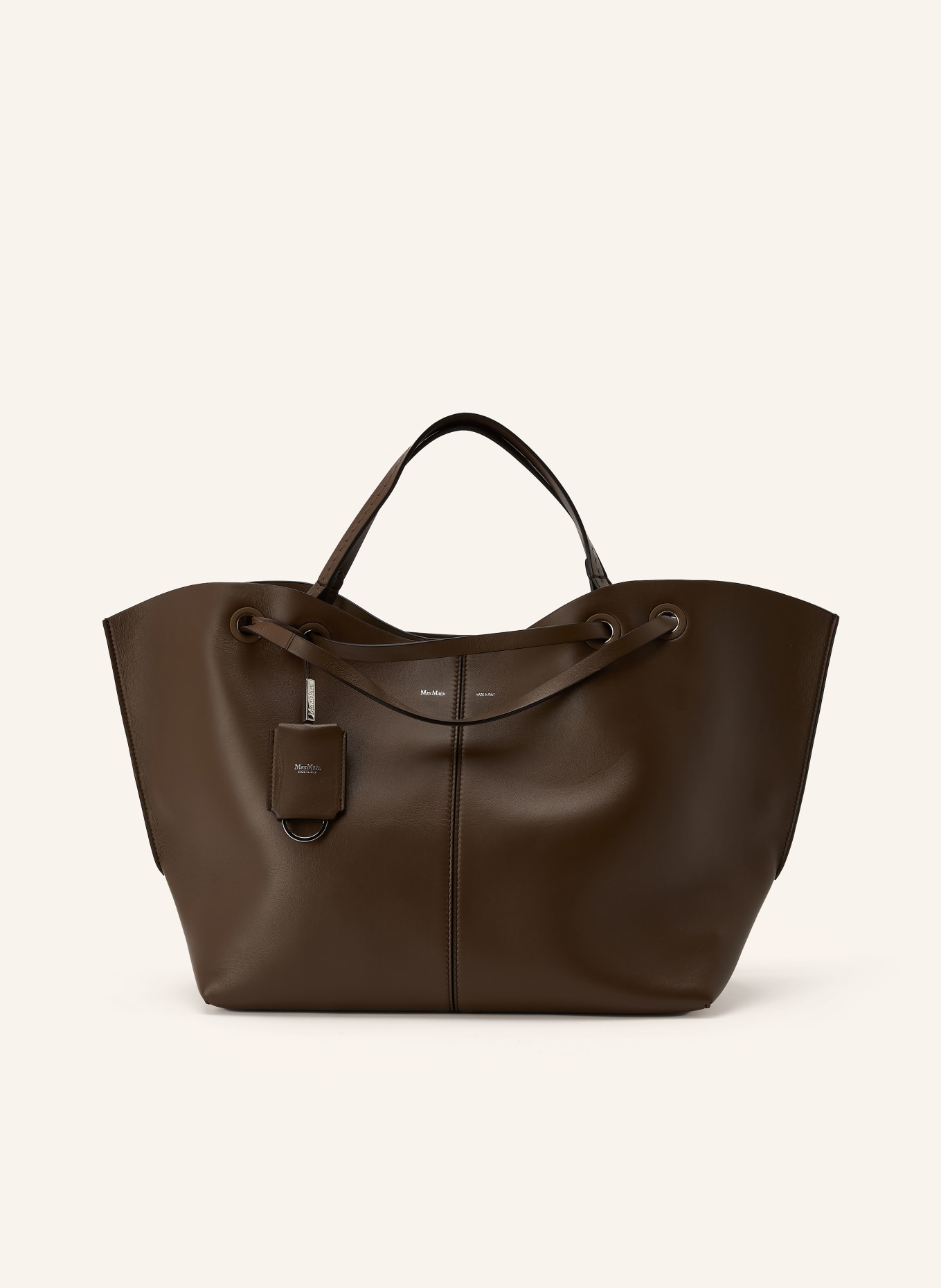 Max Mara Shopper MIXEDDOUBLES med påse: MÖRKBRUN / SILVER / LJUSBRUN