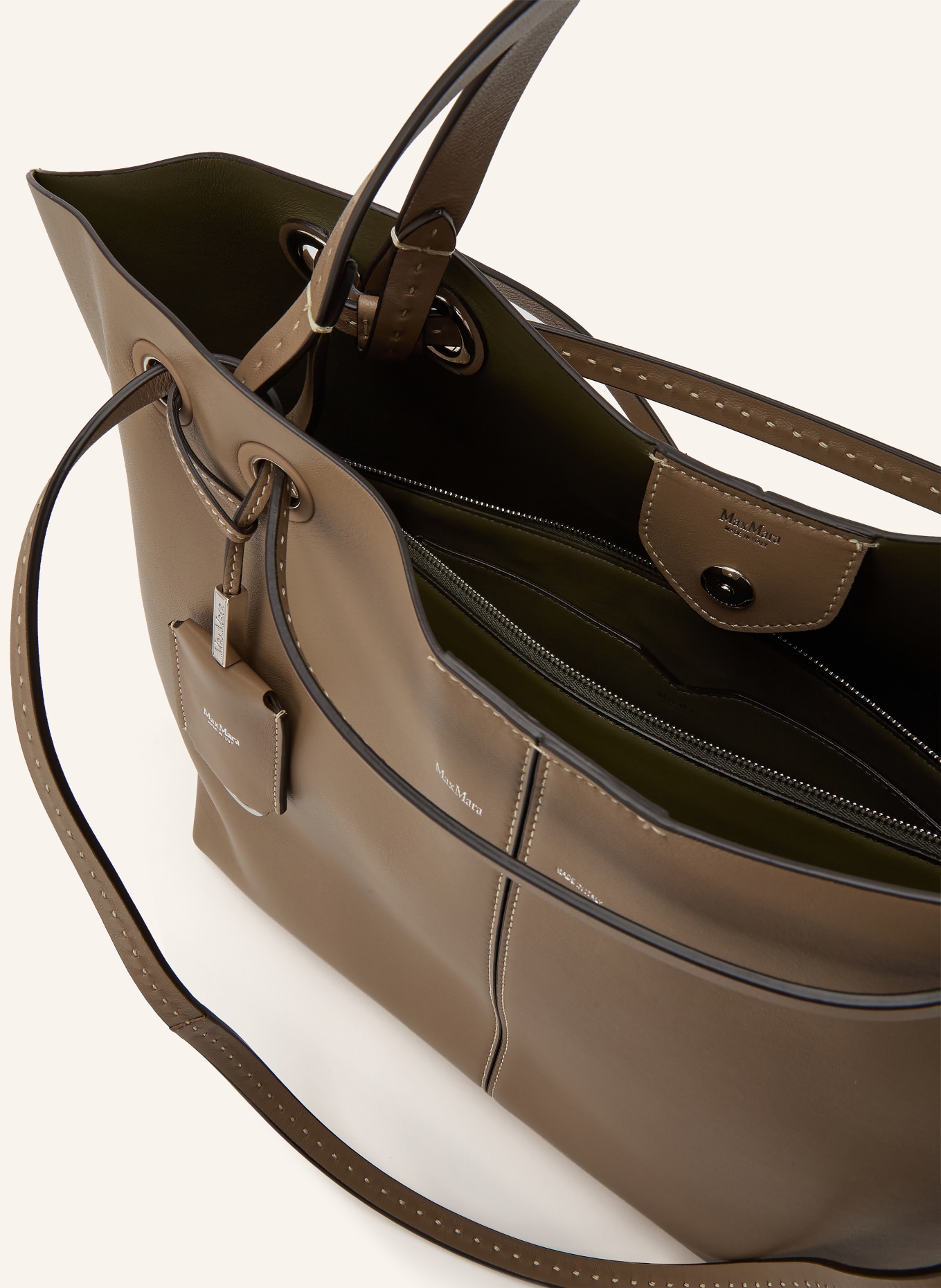 Max Mara Sacs cabas MIXEDDOUBLES avec Pochette: MARRON CLAIR / ARGENT / OLIVE