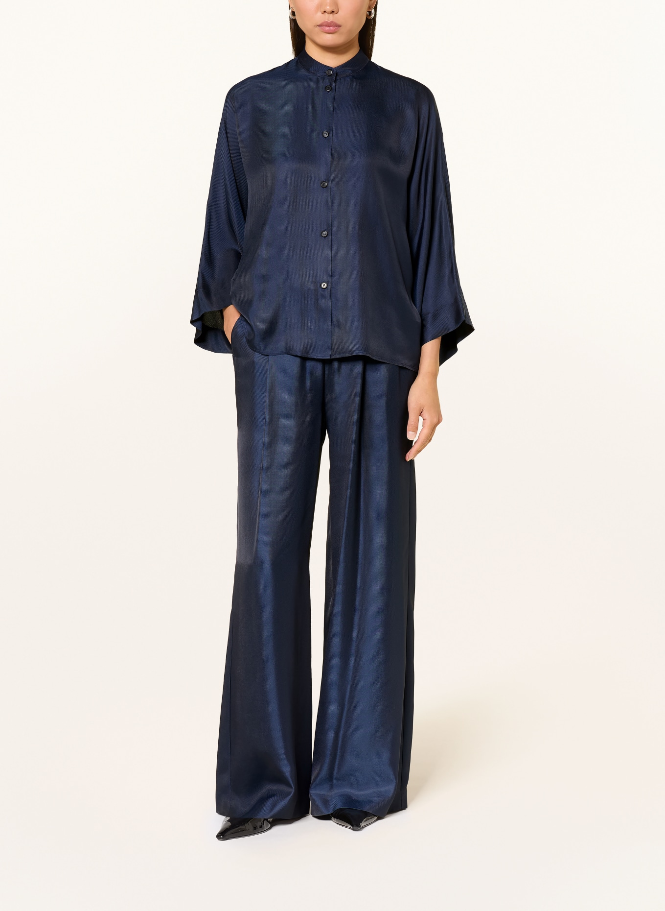 windsor. Marlene-broek met zijde: DONKERBLAUW