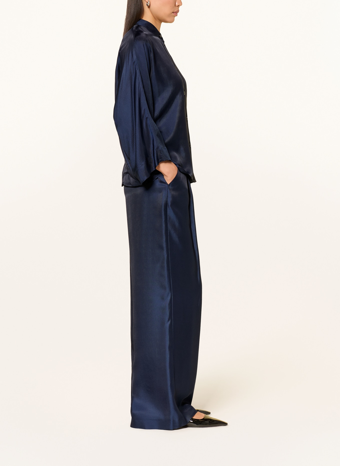 windsor. Marlene-broek met zijde: DONKERBLAUW