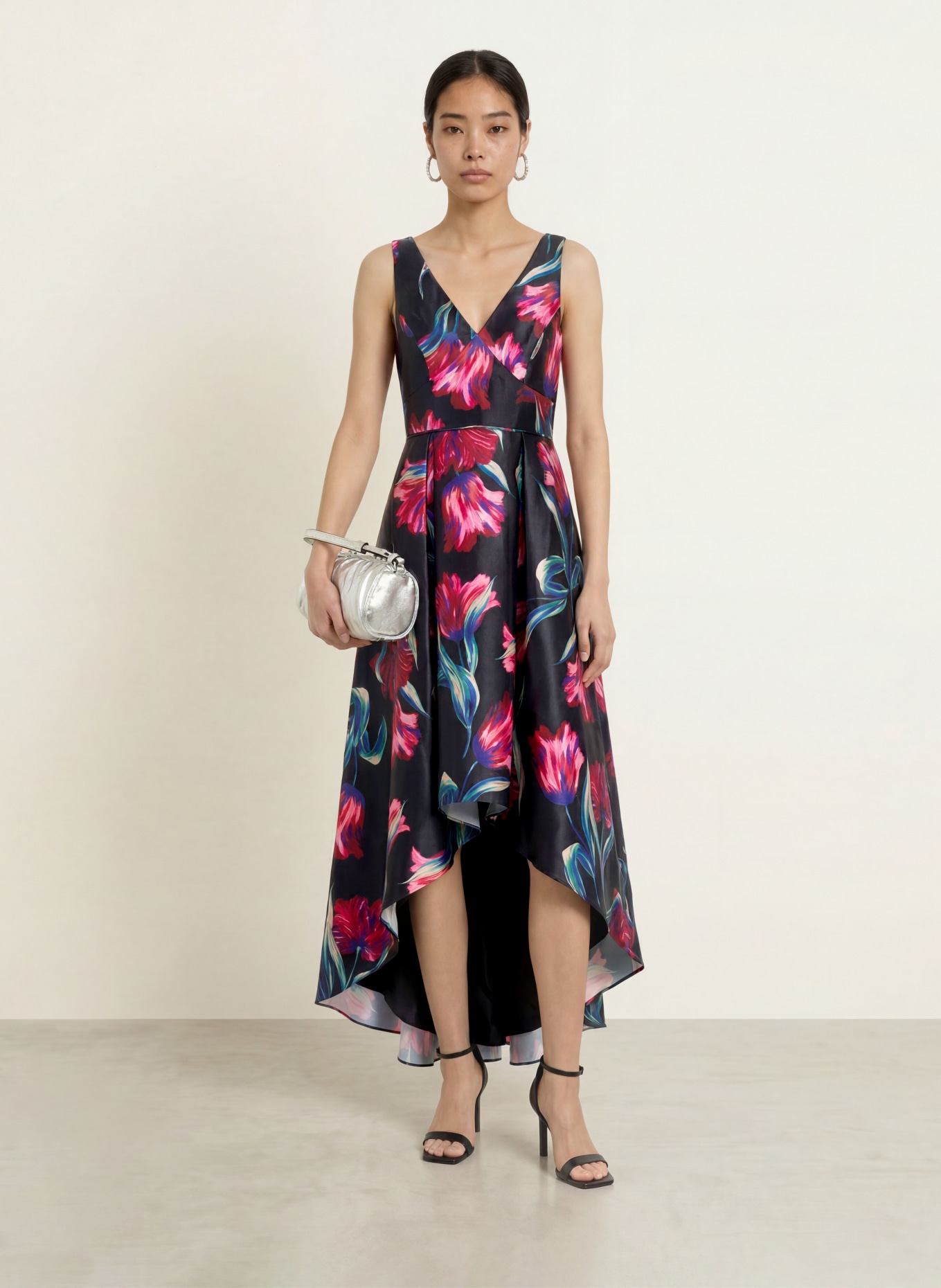 ADRIANNA PAPELL Avondjurk: ZWART / FUCHSIA / GROEN
