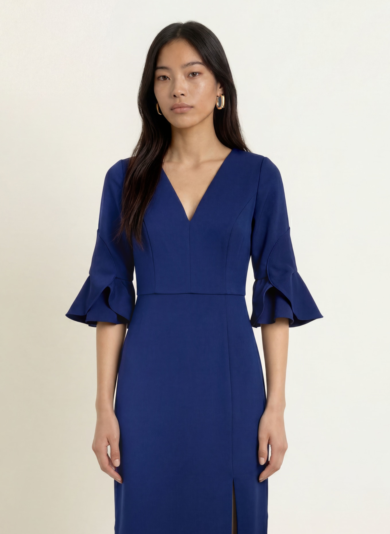 ADRIANNA PAPELL Abendkleid mit Rüschen: DUNKELBLAU