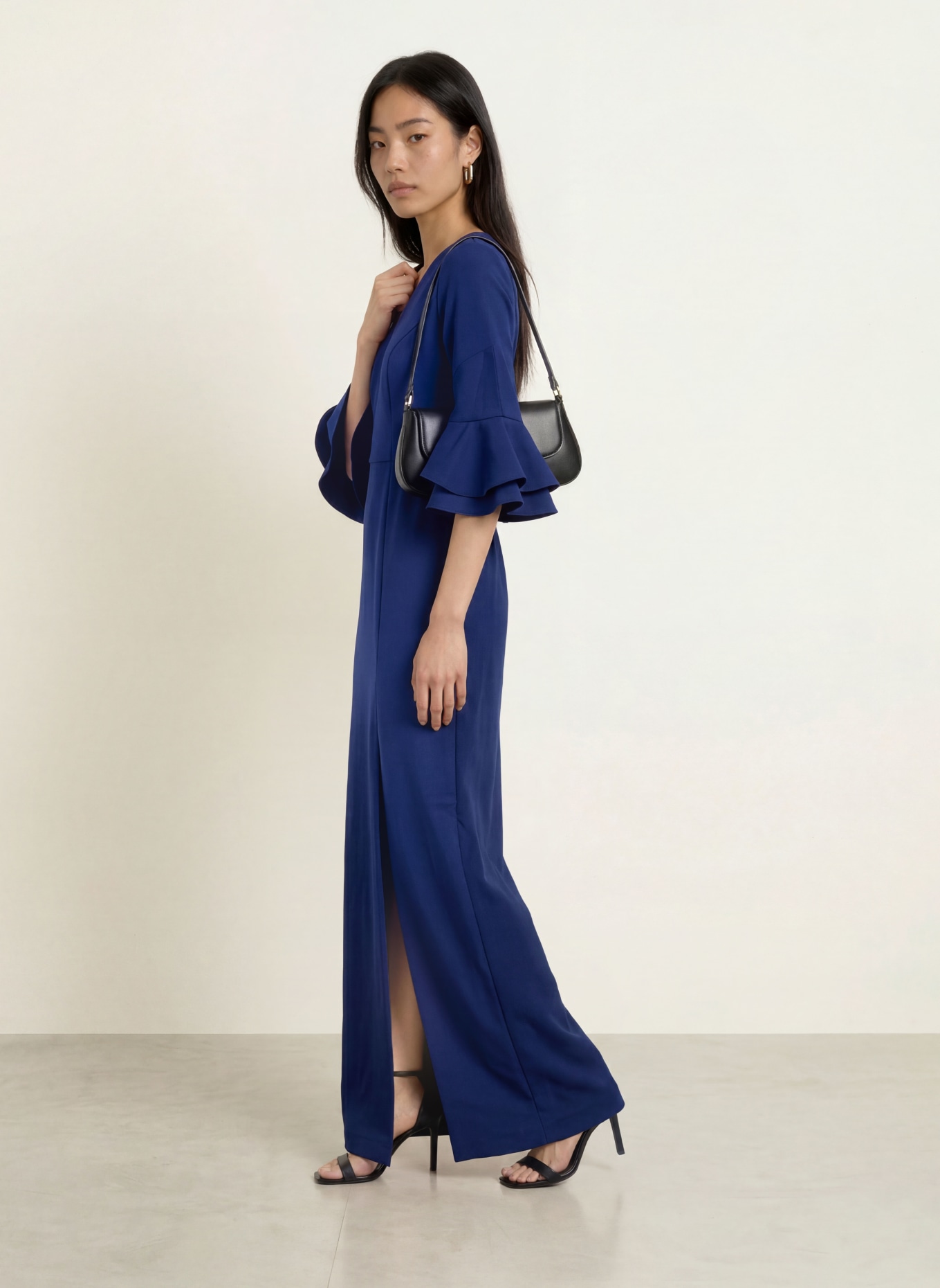 ADRIANNA PAPELL Abendkleid mit Rüschen: DUNKELBLAU