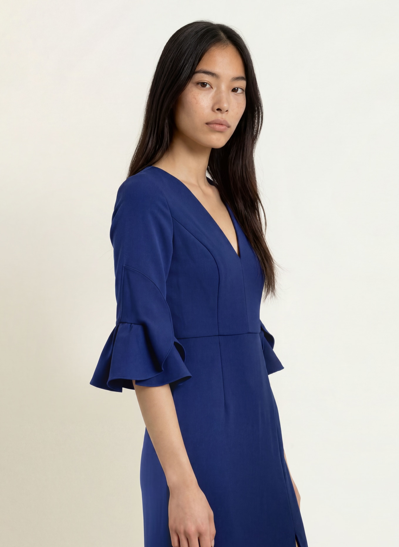 ADRIANNA PAPELL Abendkleid mit Rüschen: DUNKELBLAU