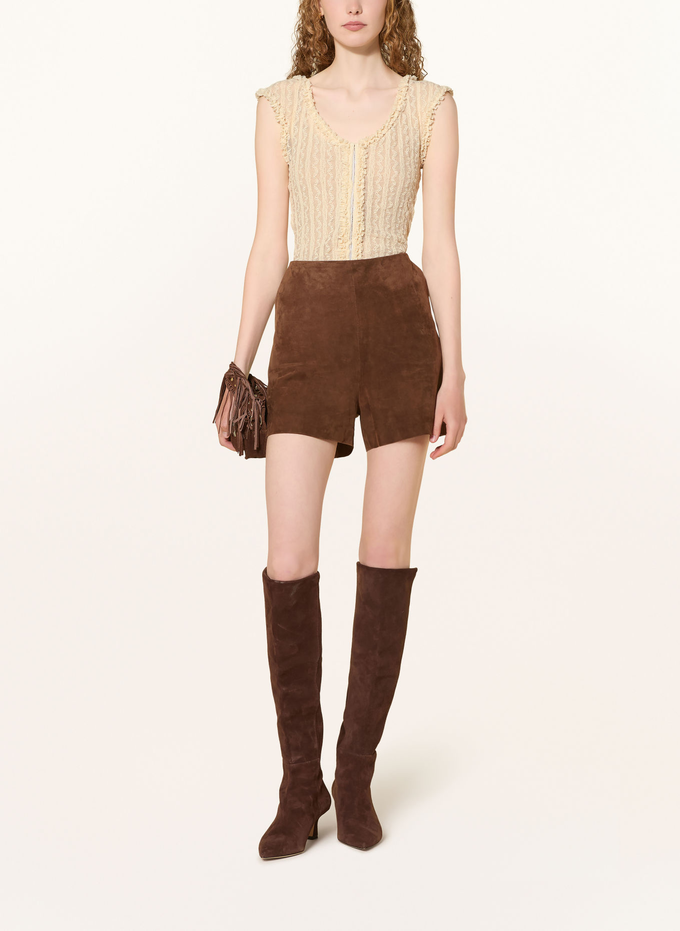 MAX & Co. Blousetop FIENO van kant met ruches: ECRU