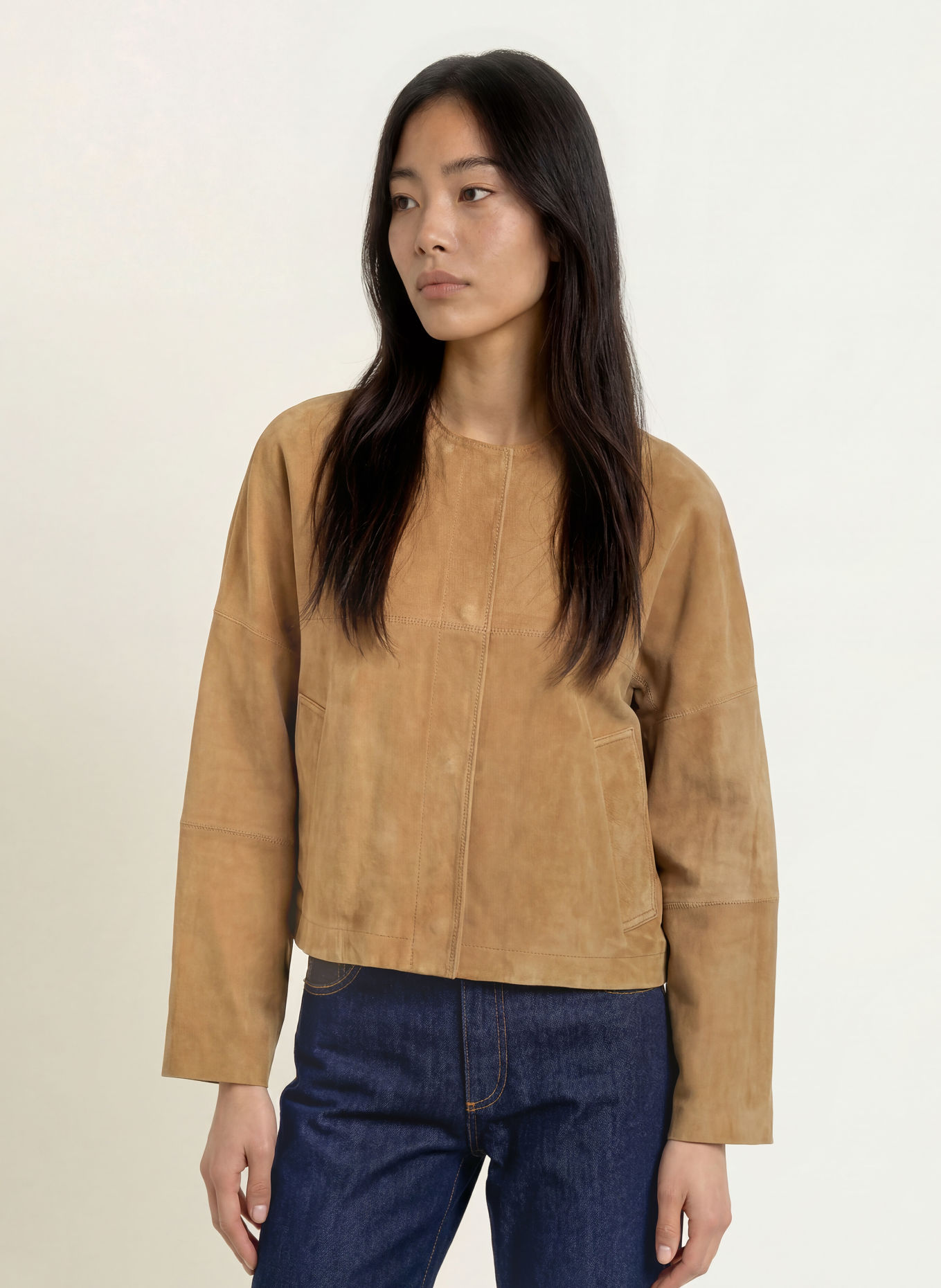 MAX & Co. Lederjacke CURVA: CAMEL