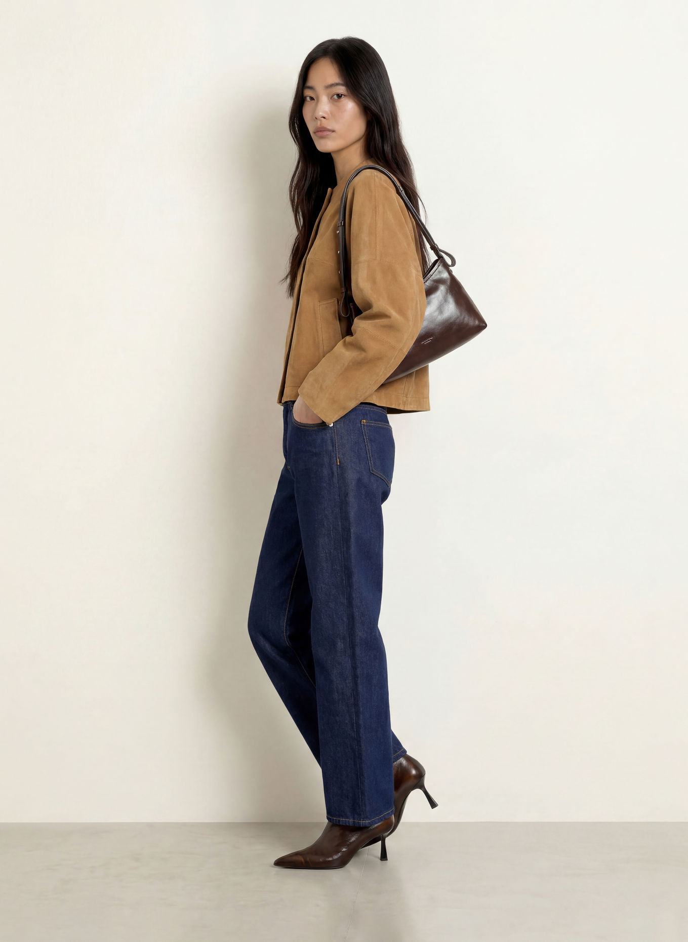 MAX & Co. Lederjacke CURVA: CAMEL