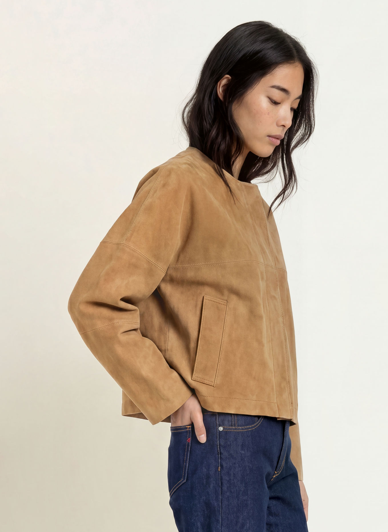 MAX & Co. Lederjacke CURVA: CAMEL