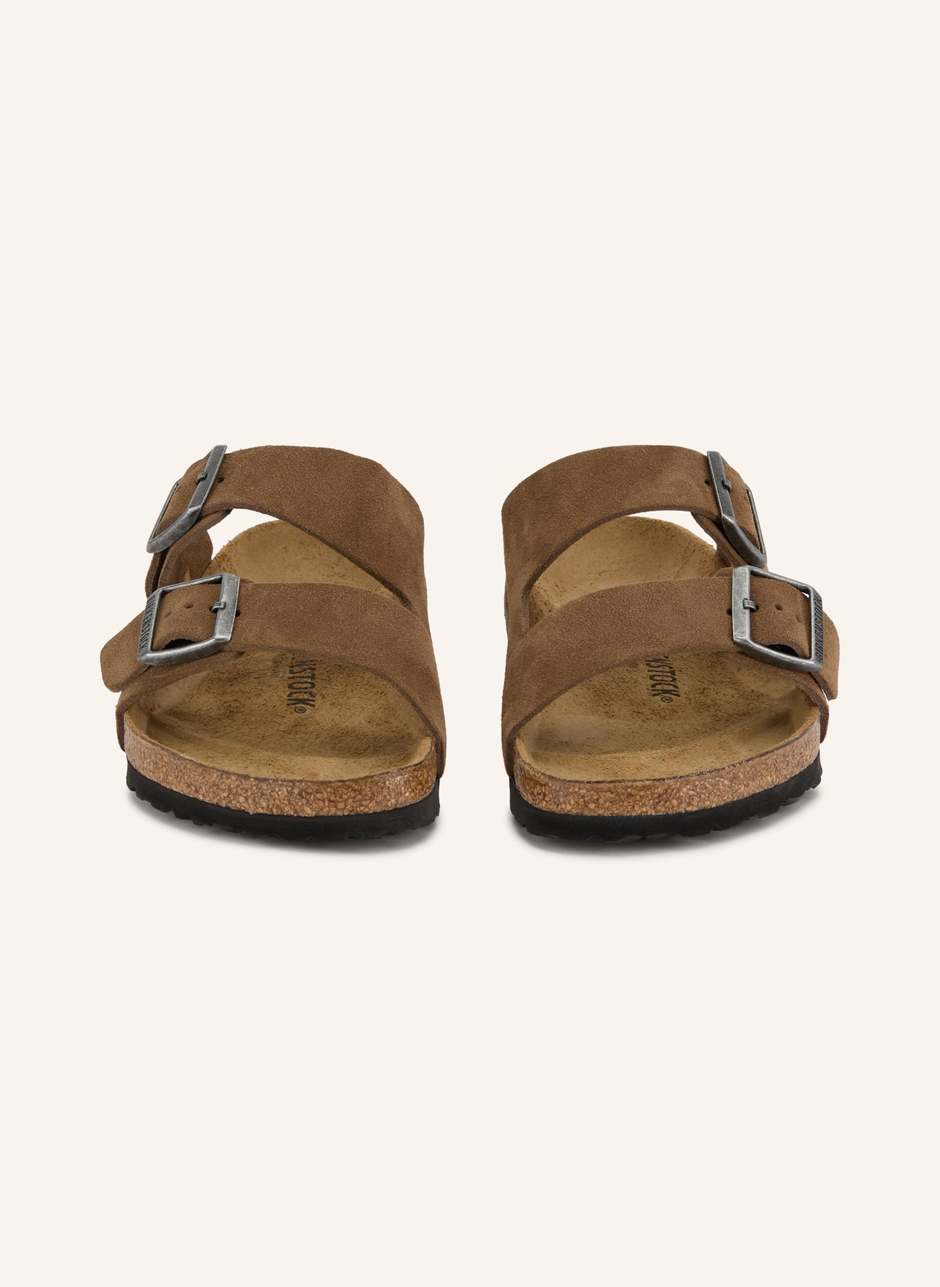 BIRKENSTOCK Klapki ARIZONA: CIEMNOBRĄZOWY / SREBRNY