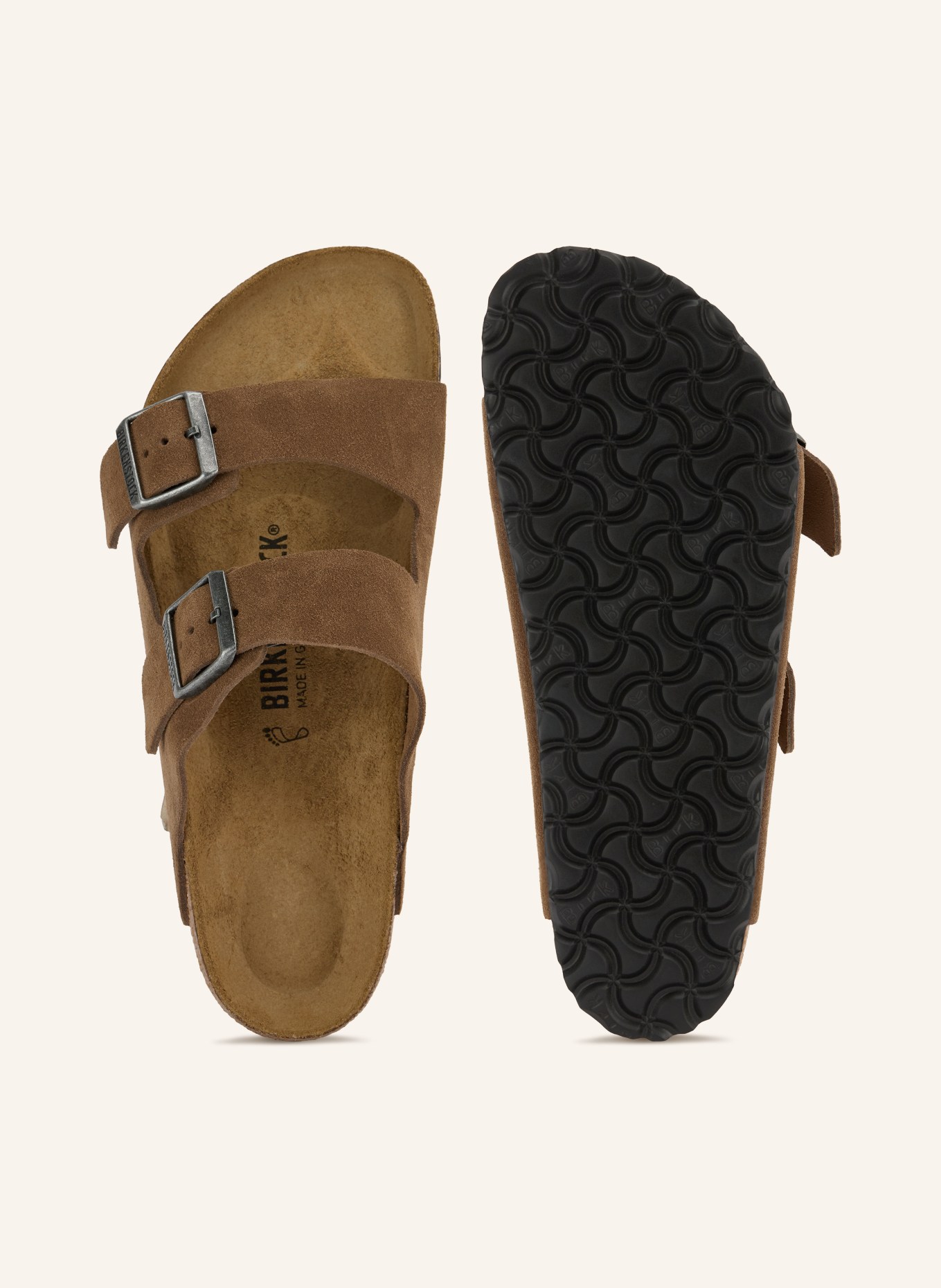 BIRKENSTOCK Klapki ARIZONA: CIEMNOBRĄZOWY / SREBRNY