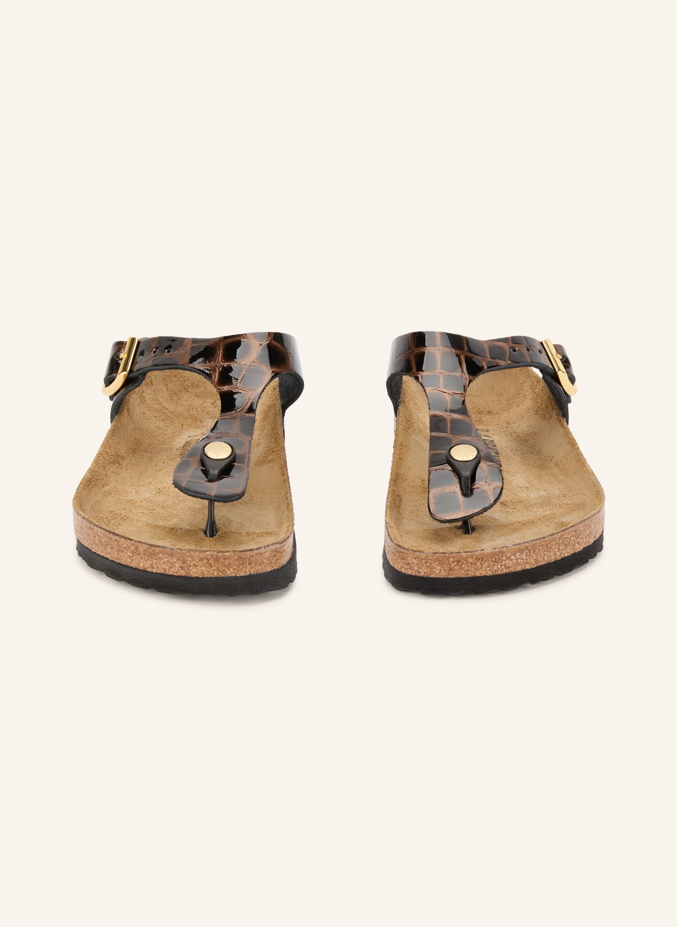 BIRKENSTOCK Stringsandaler GIZEH: MÖRKBRUN / GULD