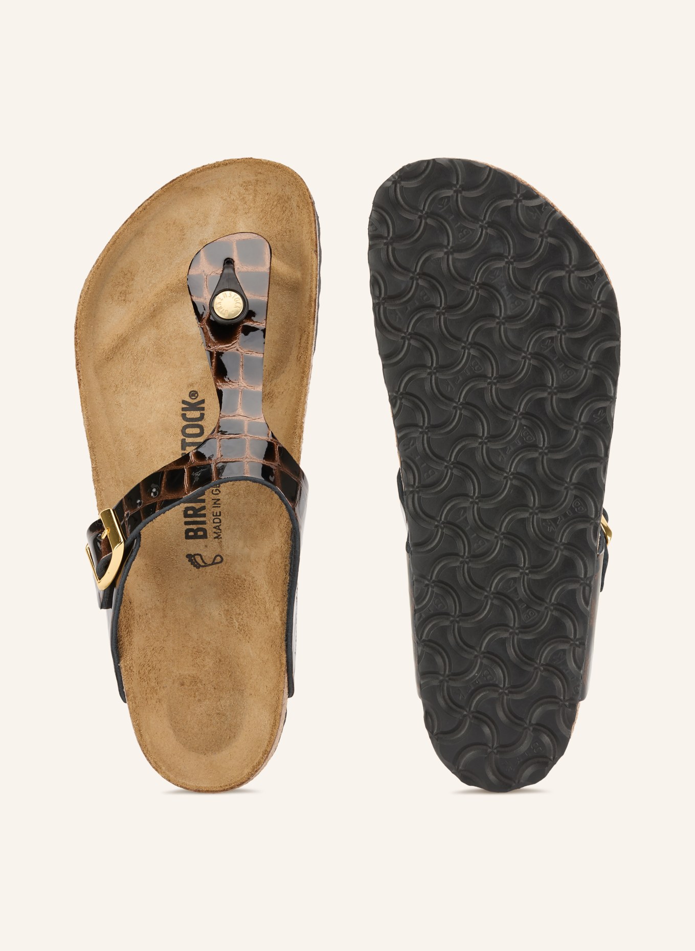BIRKENSTOCK Stringsandaler GIZEH: MÖRKBRUN / GULD