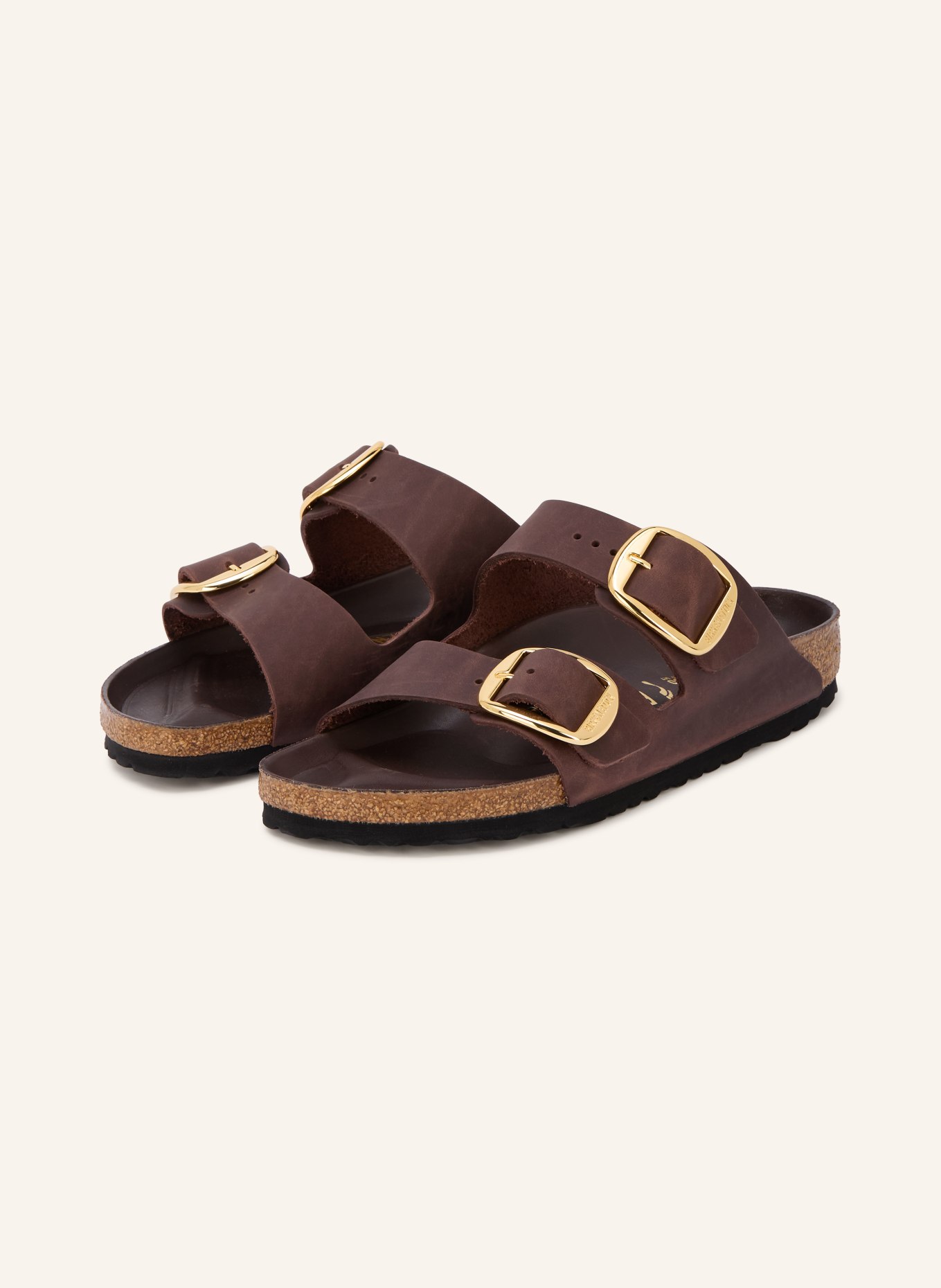 BIRKENSTOCK Flip-flops AIRZONA BIG BUCKLE: MØRKEBRUN / GULD