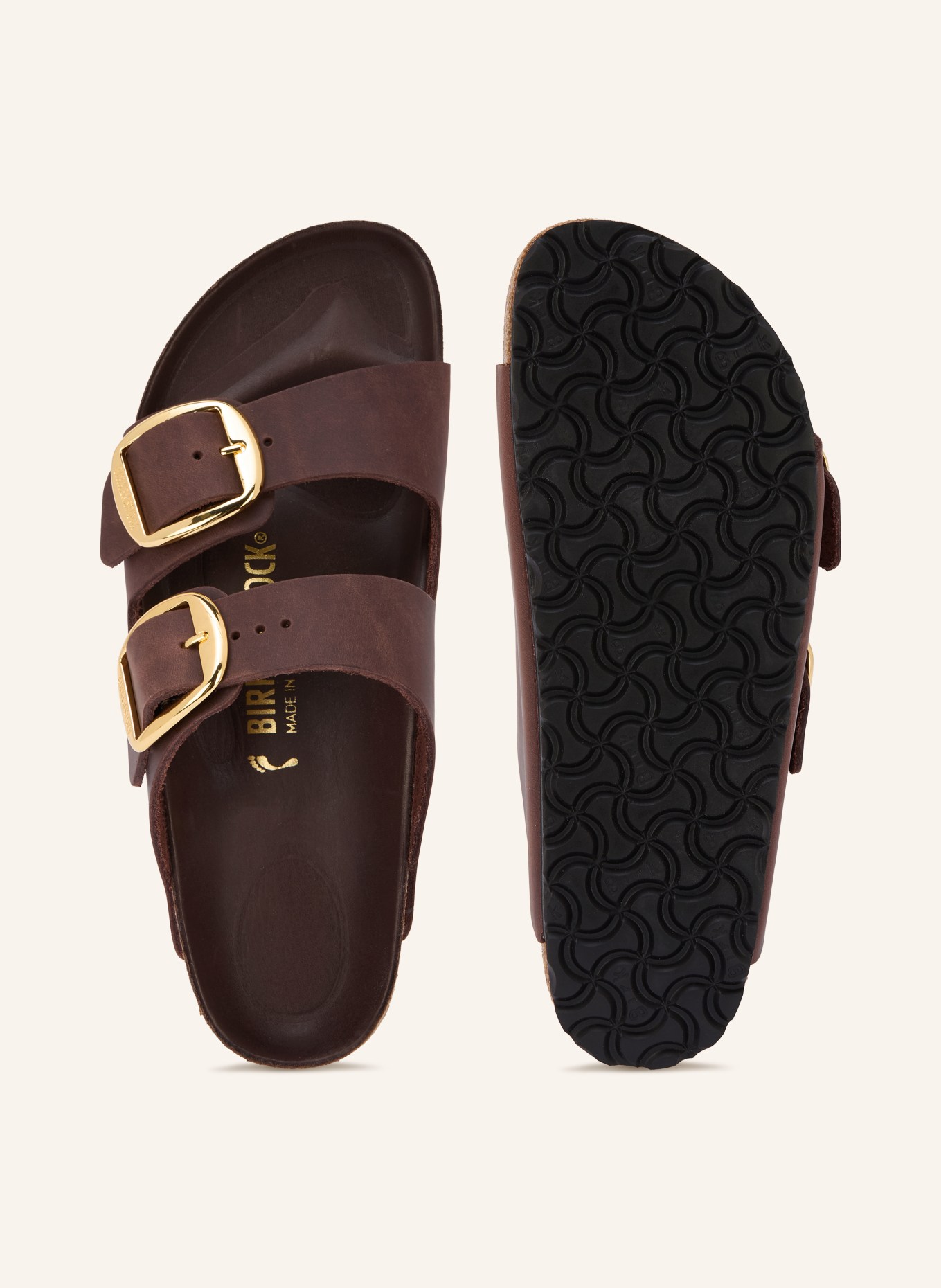 BIRKENSTOCK Flip-flops AIRZONA BIG BUCKLE: MØRKEBRUN / GULD