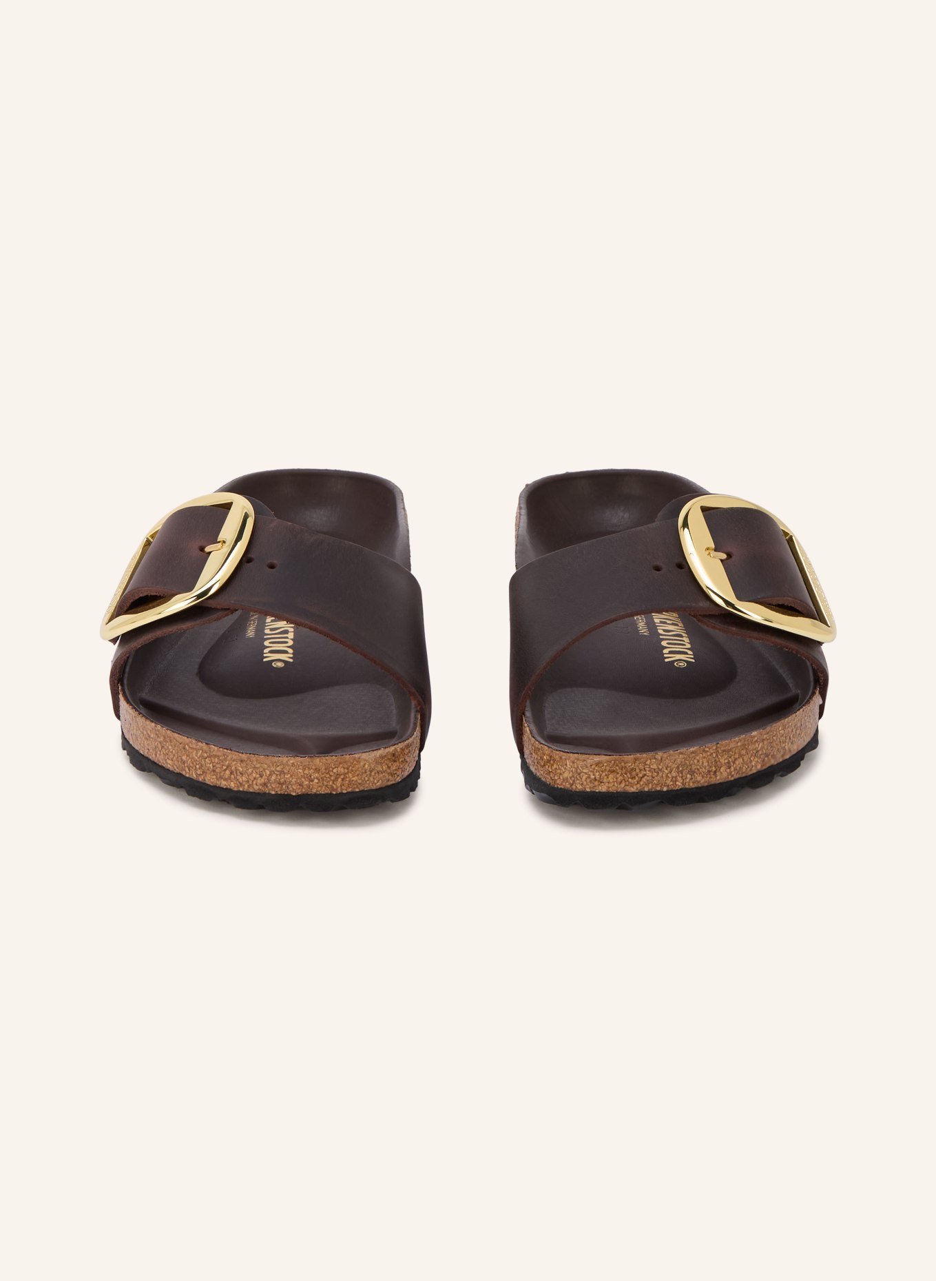 BIRKENSTOCK Pantoletten MADRID BIG BUCKLE: DUNKELBRAUN / GOLD