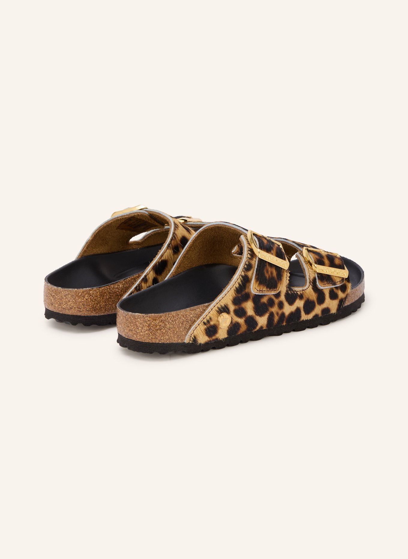 BIRKENSTOCK Pantoletten ARIZONA HAIRY: HELLBRAUN / GOLD / SCHWARZ
